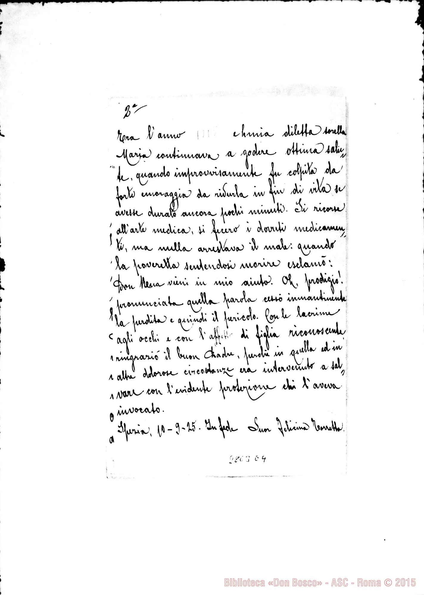 Fotogramma E 4 — Torretta Felicina, suora FMA: Testimonianze su D. Rua