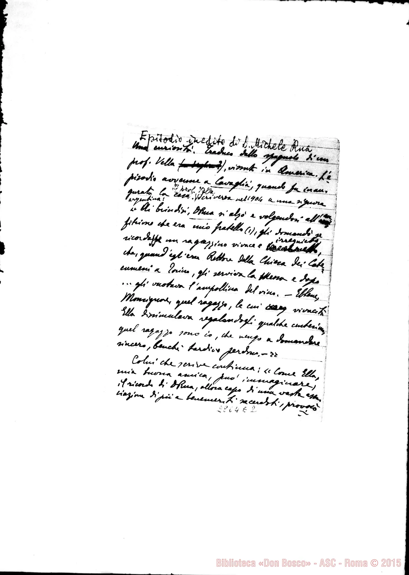 Fotogramma E 2 — Velia, prof.: Episodio inedito di D. Rua