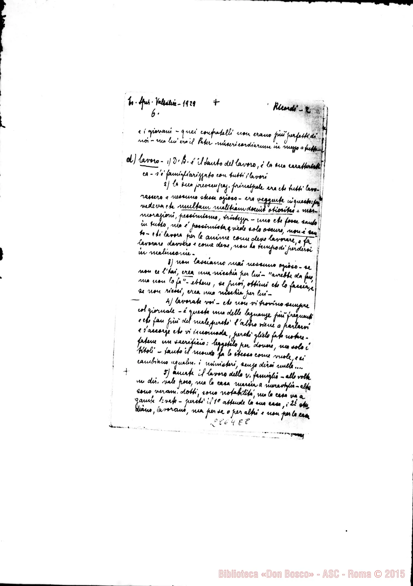 Fotogramma E 8 — Vespignani Giuseppe, SDB: Ricordi