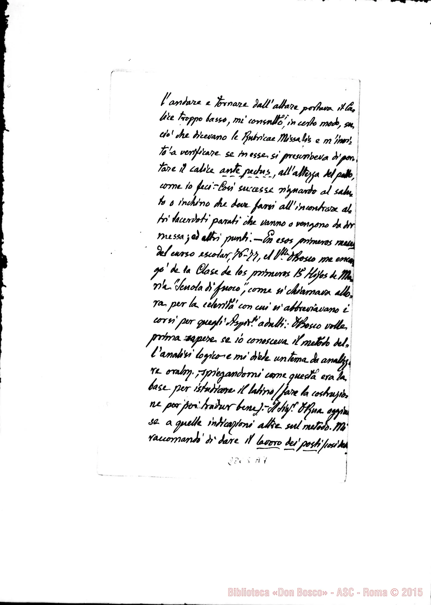 Fotogramma A 7 — Relazione sopra le cose edificanti che conobbi nel Rev.mo Sig. Don Rua