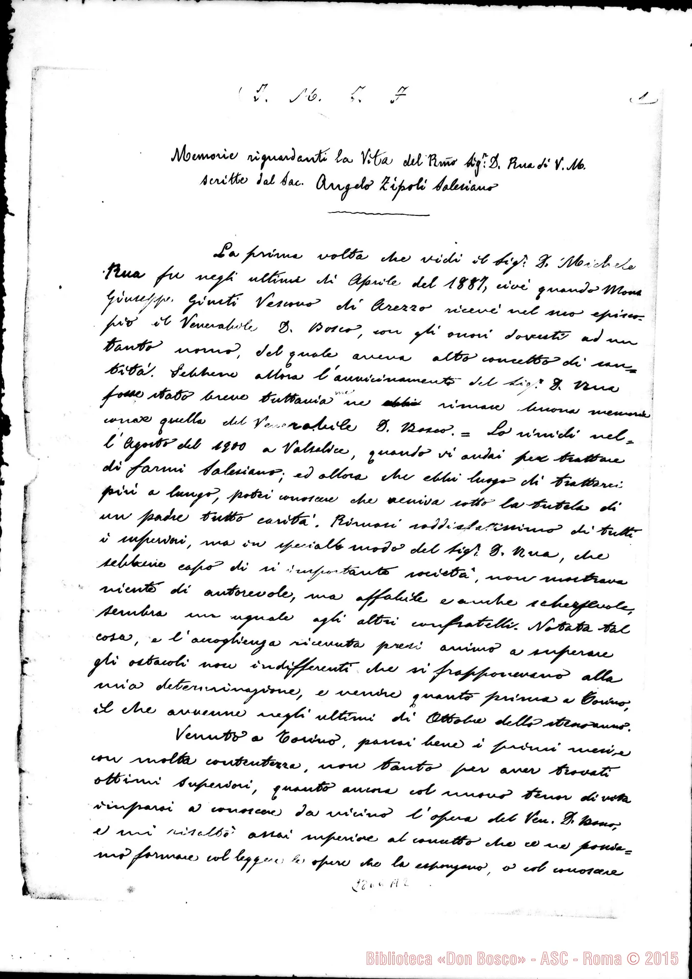 Fotogramma A 2 — Zipoli Angelo, SDB: Memorie riguardanti la vita di D. Rua