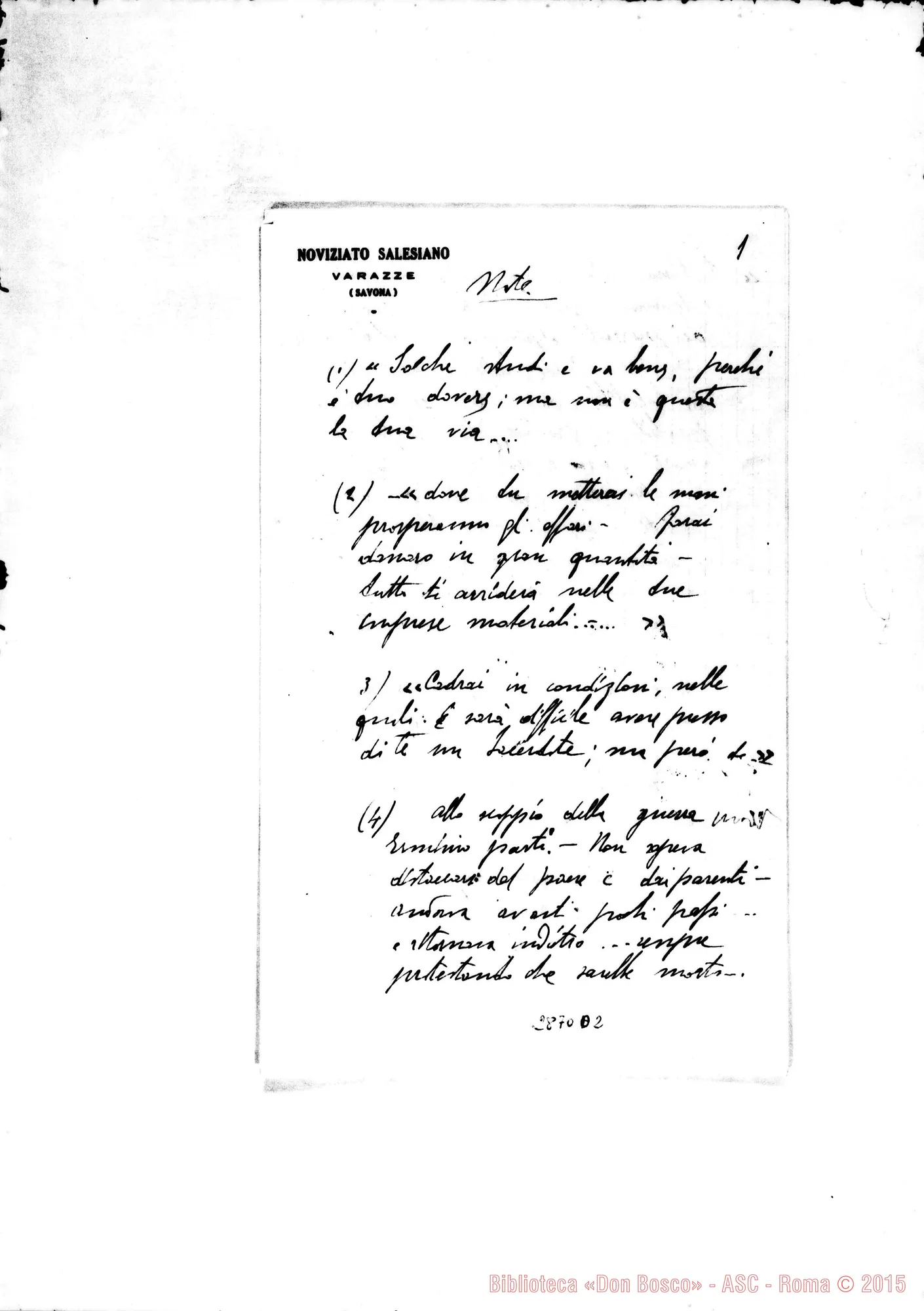 Fotogramma D 2 — Luigi Terrone A D. Amadei: Lettera