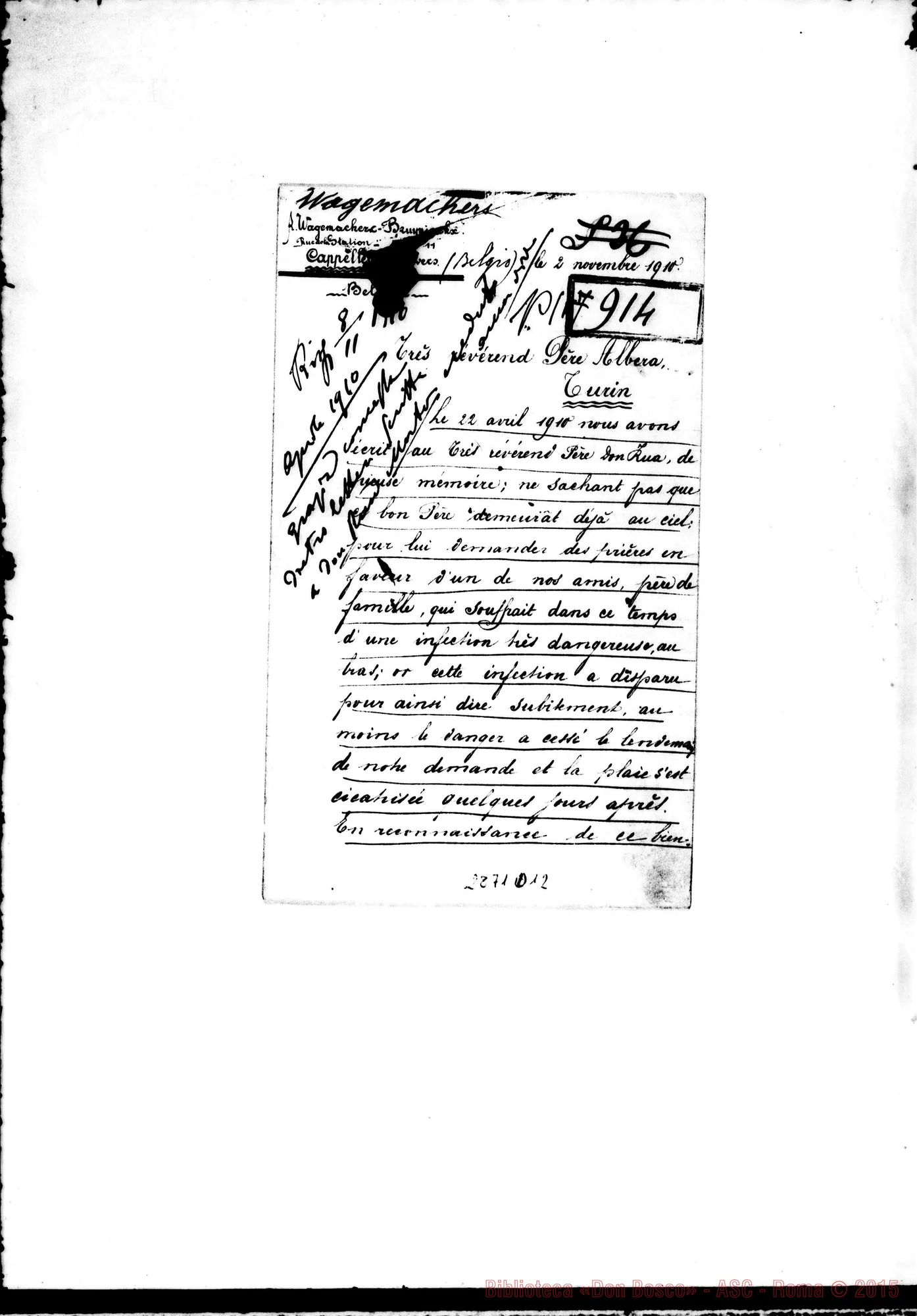 Fotogramma D 12 — Wagemachers: Offerta per grazia ricevuta da D. Rua