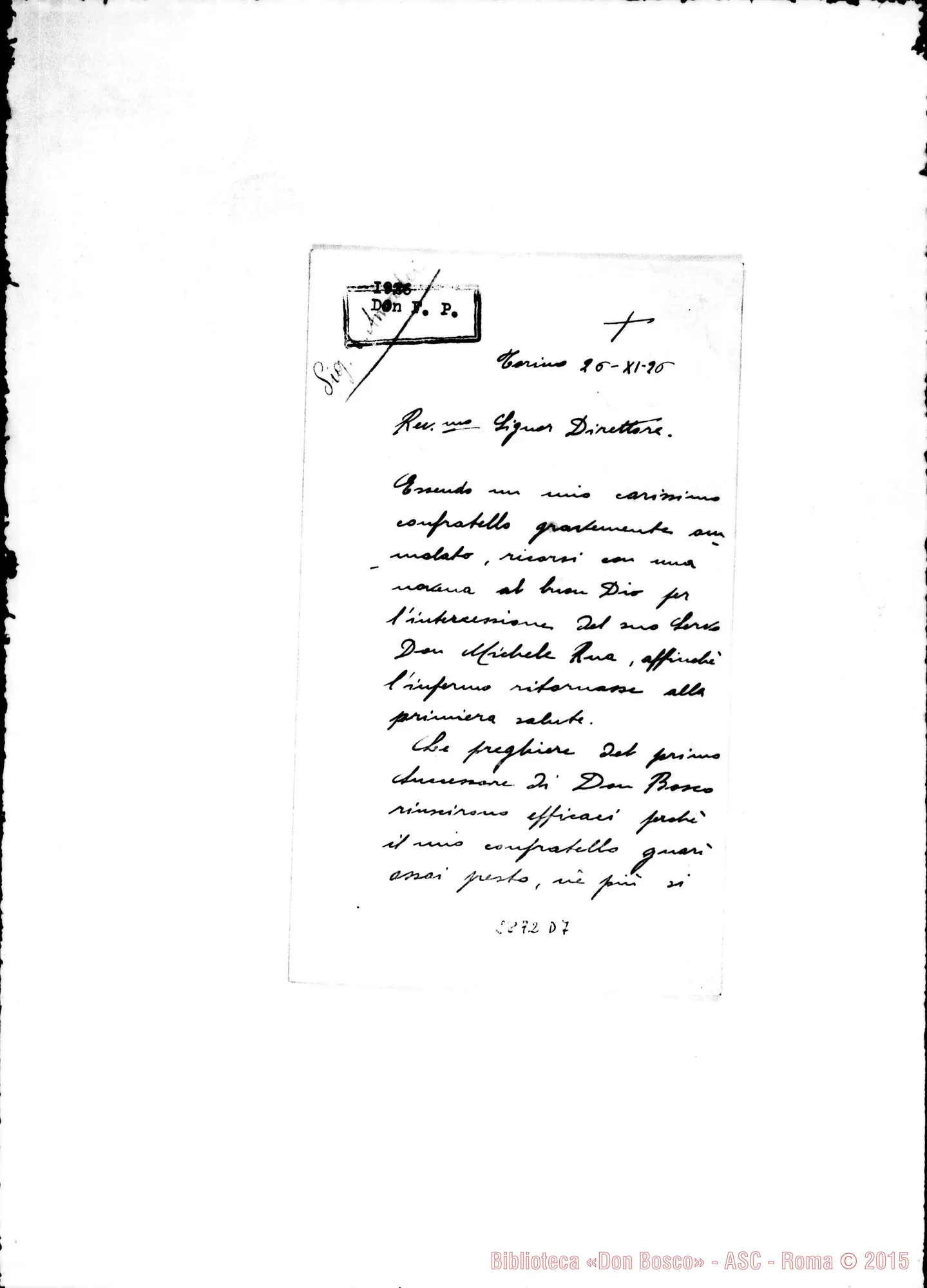 Fotogramma D 7 — D.F.P.: Fratello gravemente ammalato guarito da D. Rua. Torino