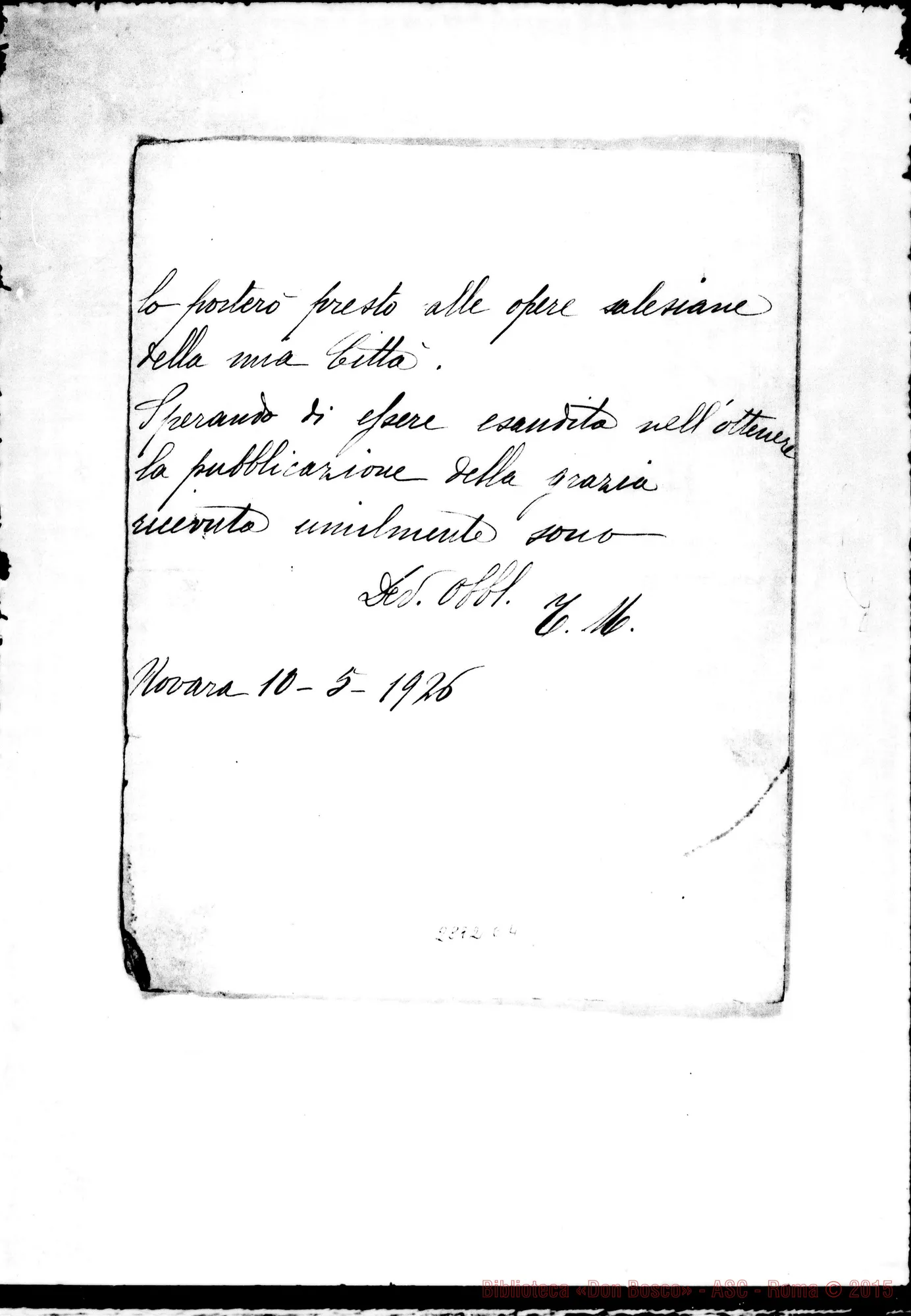 Fotogramma E 4 — T.M.: Violenta crisi di pianto E di melanconia. Novara