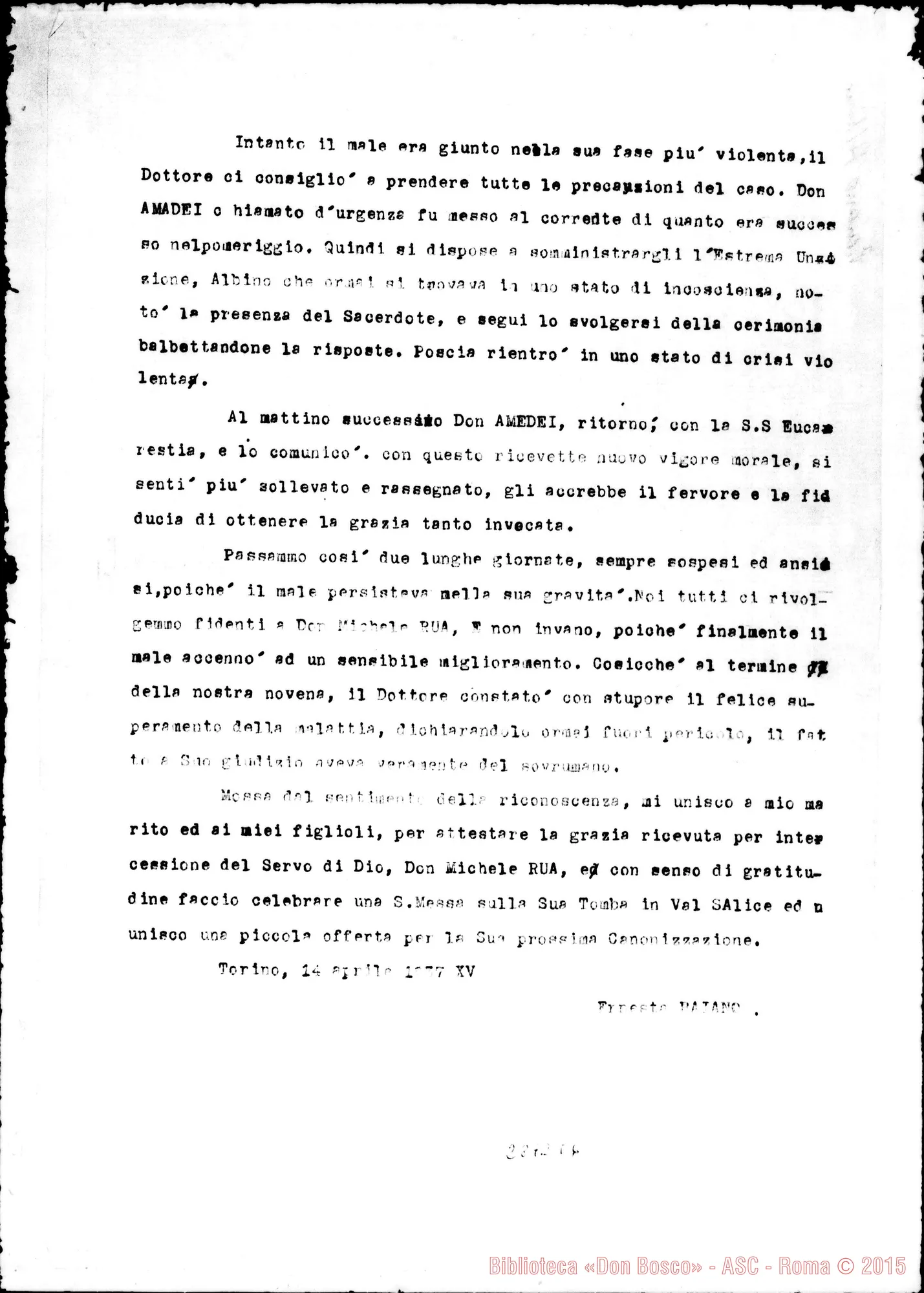 Fotogramma E 6 — Baiano Albino: Guarito da broncopolmonite scettica. Torino