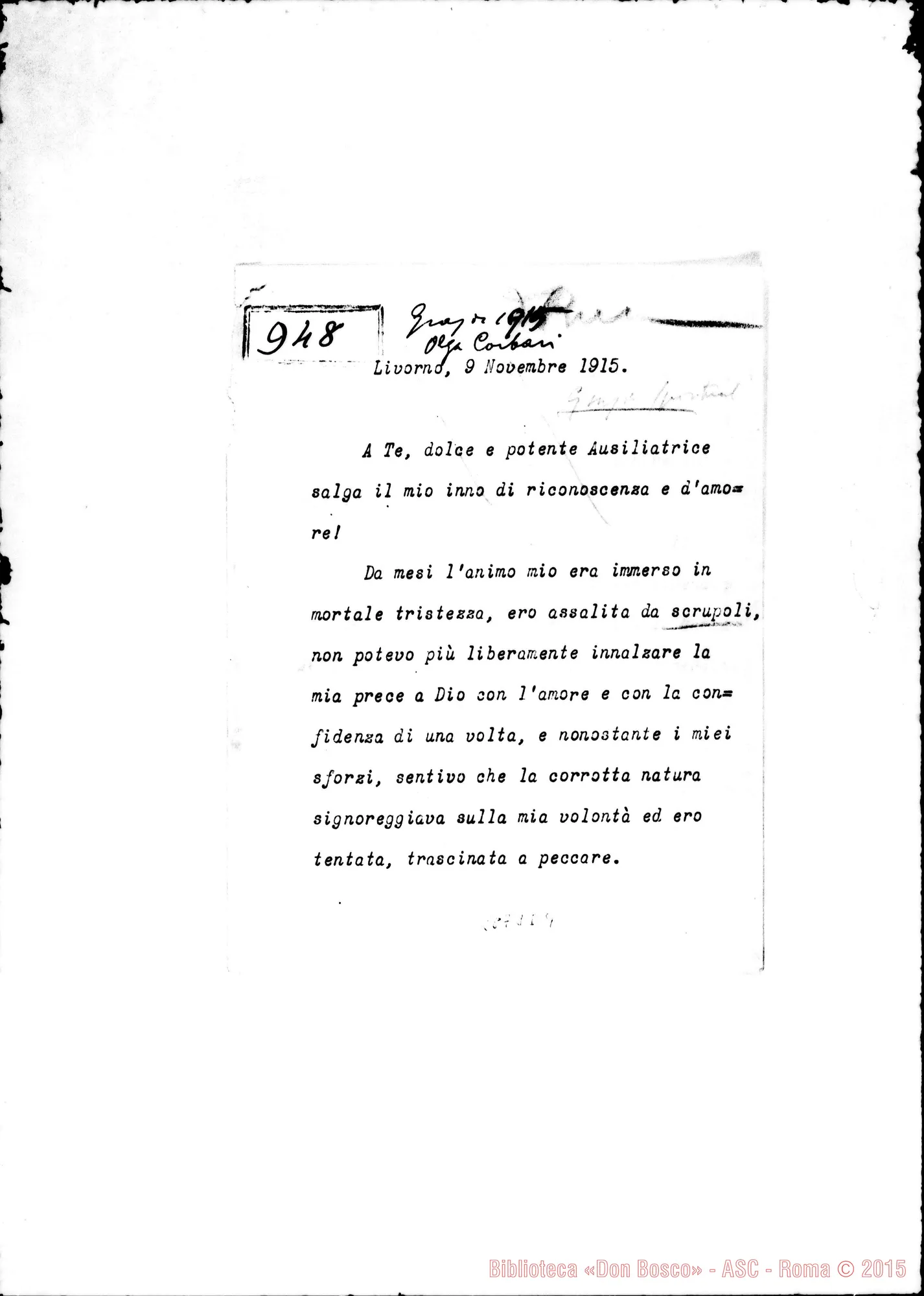 Fotogramma E 9 — Corbari Olga: Assalita da scrupoli. Livorno
