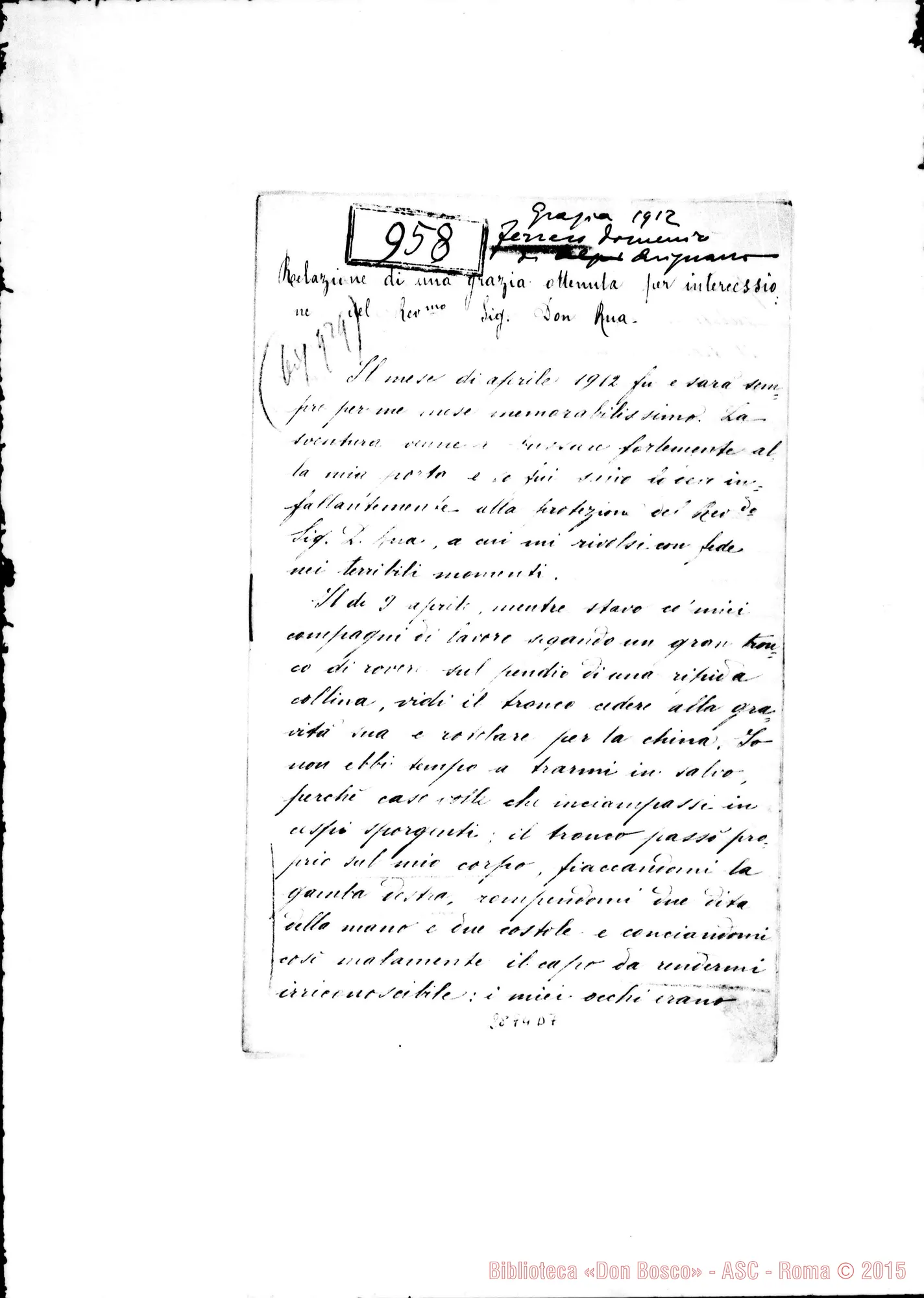 Fotogramma D 7 — Ferrerò Domenico: Il tronco passò proprio sul corpo… Arignano.