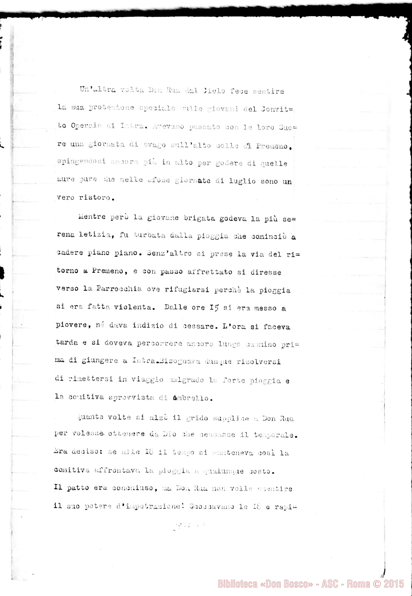 Fotogramma A 4 — Guglielminotti Clelia, FMA: «Quanto è buono D. Rua: non piove più». Intra