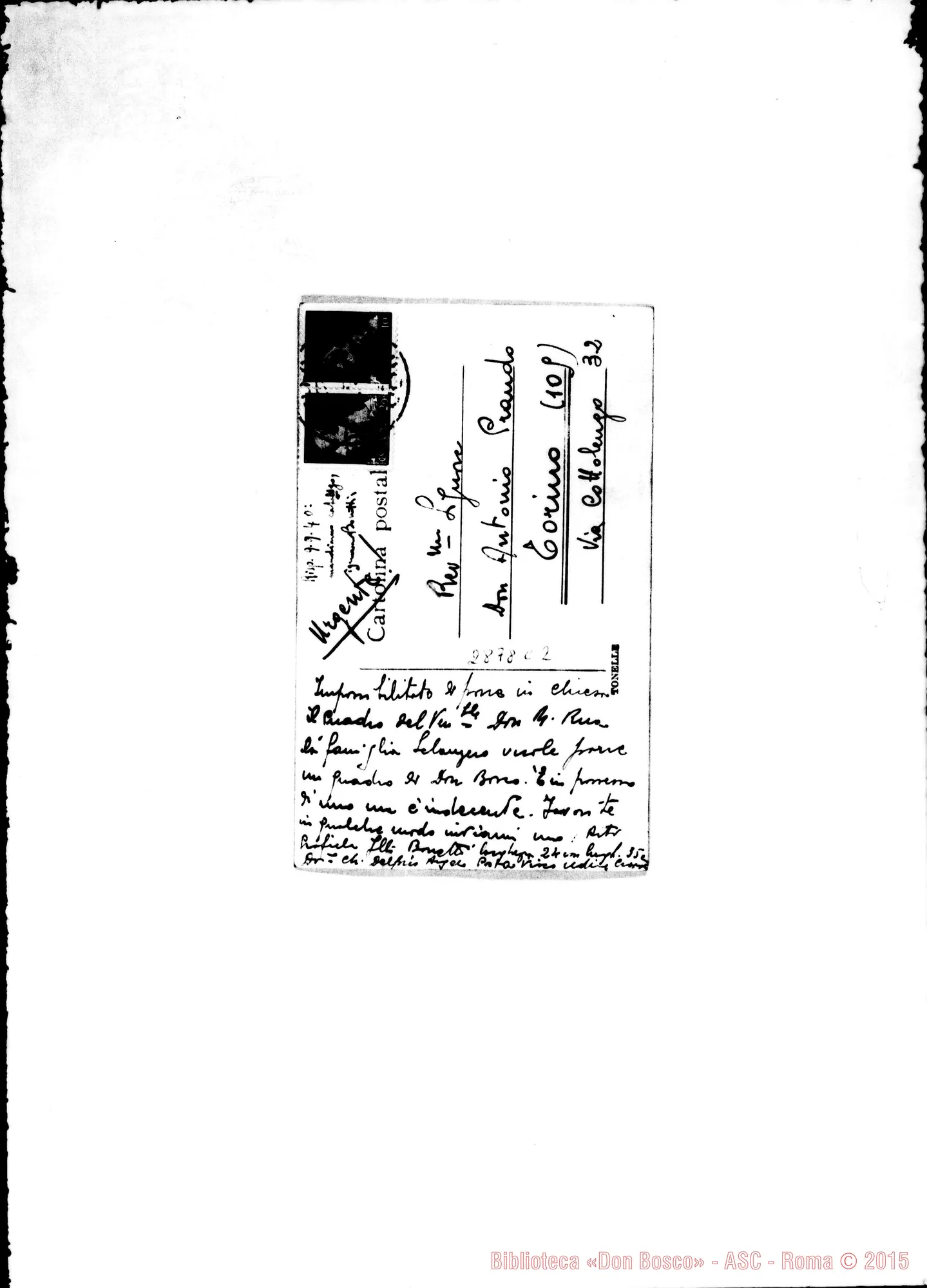 Fotogramma C 2 — Sclanzero Paolino: Ulcera in stato grave: Lettera del ch. Delpin al Rettor Maggiore Quadro A D. Bosco