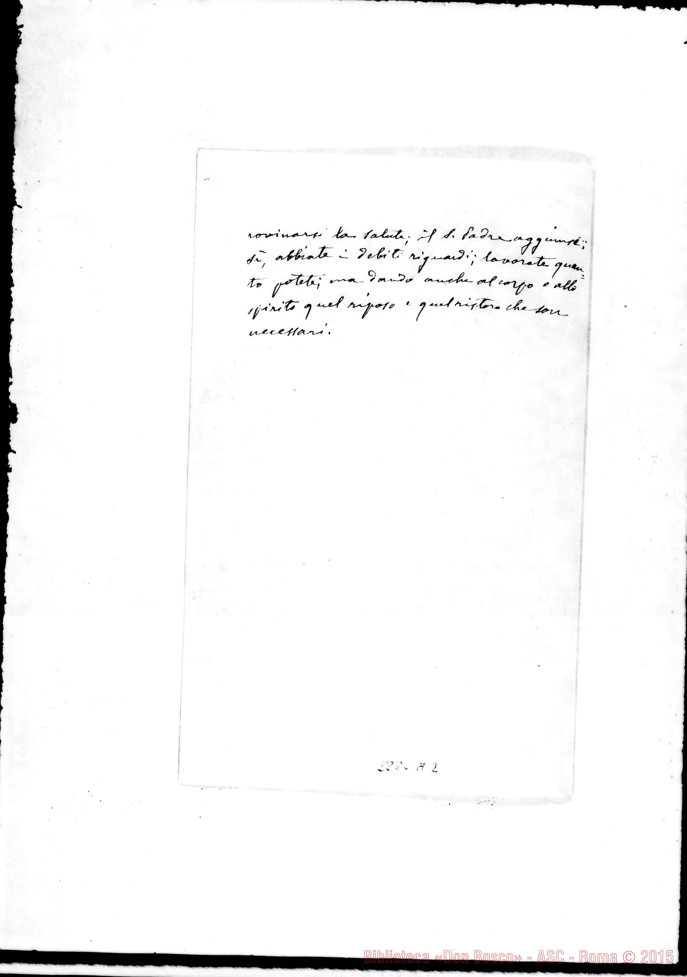Fotogramma A 2 — Raccomandazioni fatte da S. Santità Leone XIII A D. Rua. Ms. autogr. Rua