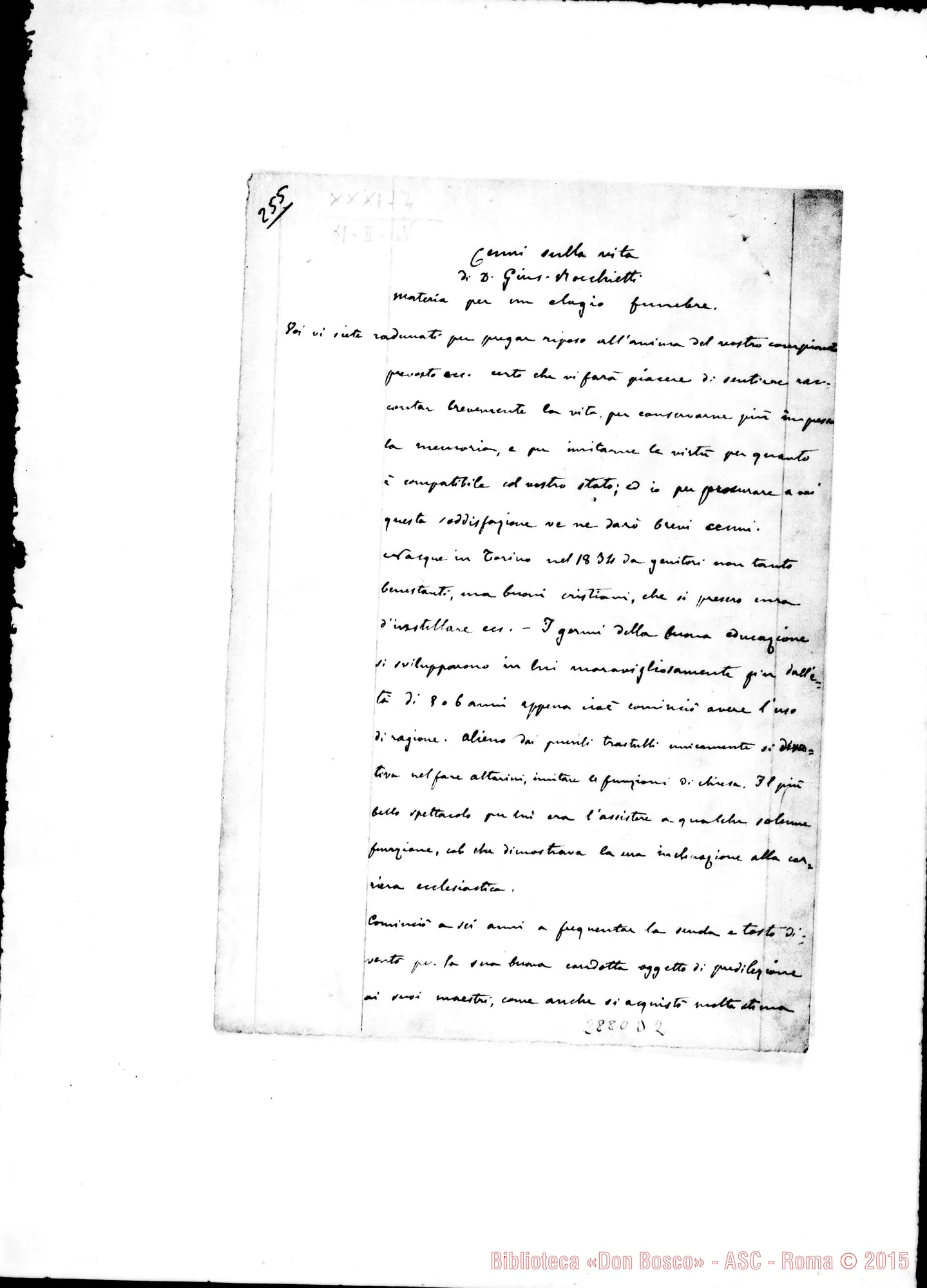 Fotogramma D 2 — Cenni sulla vita di D. Giuseppe Rocchietti