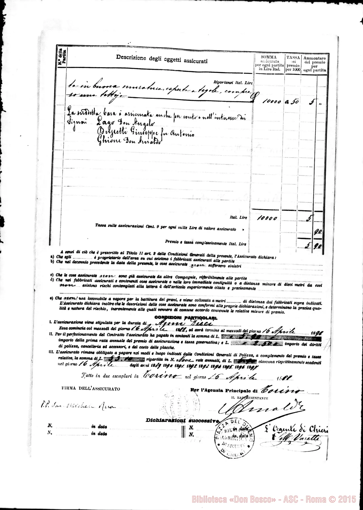 Fotogramma E 7 — Adriatica, Compagnia di Assicurazione. Polizza