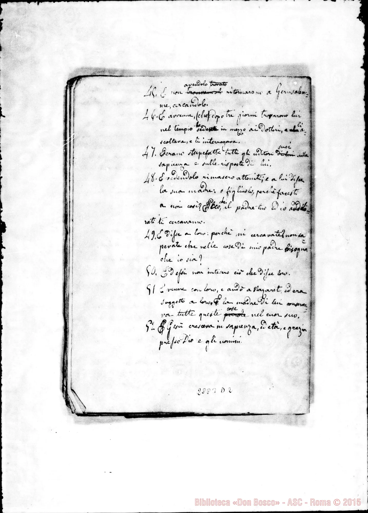 Fotogramma D 2 — Traduzione del Vangelo di Luca dal greco