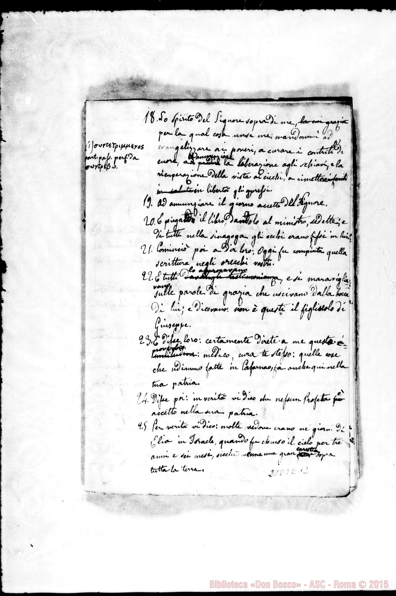 Fotogramma E 12 — Altra stesura della traduzione