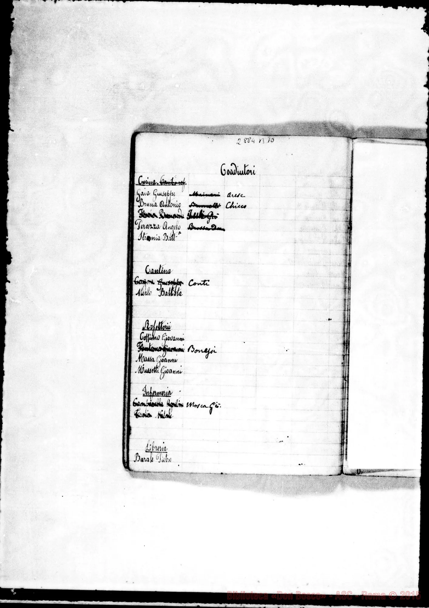 Fotogramma B 10 — di Salesiani, insegnanti, filosofi, teologi, alunni nelle diverse classi, negli anni 1872-73 E 1873-74, con note ms. di D. Rua