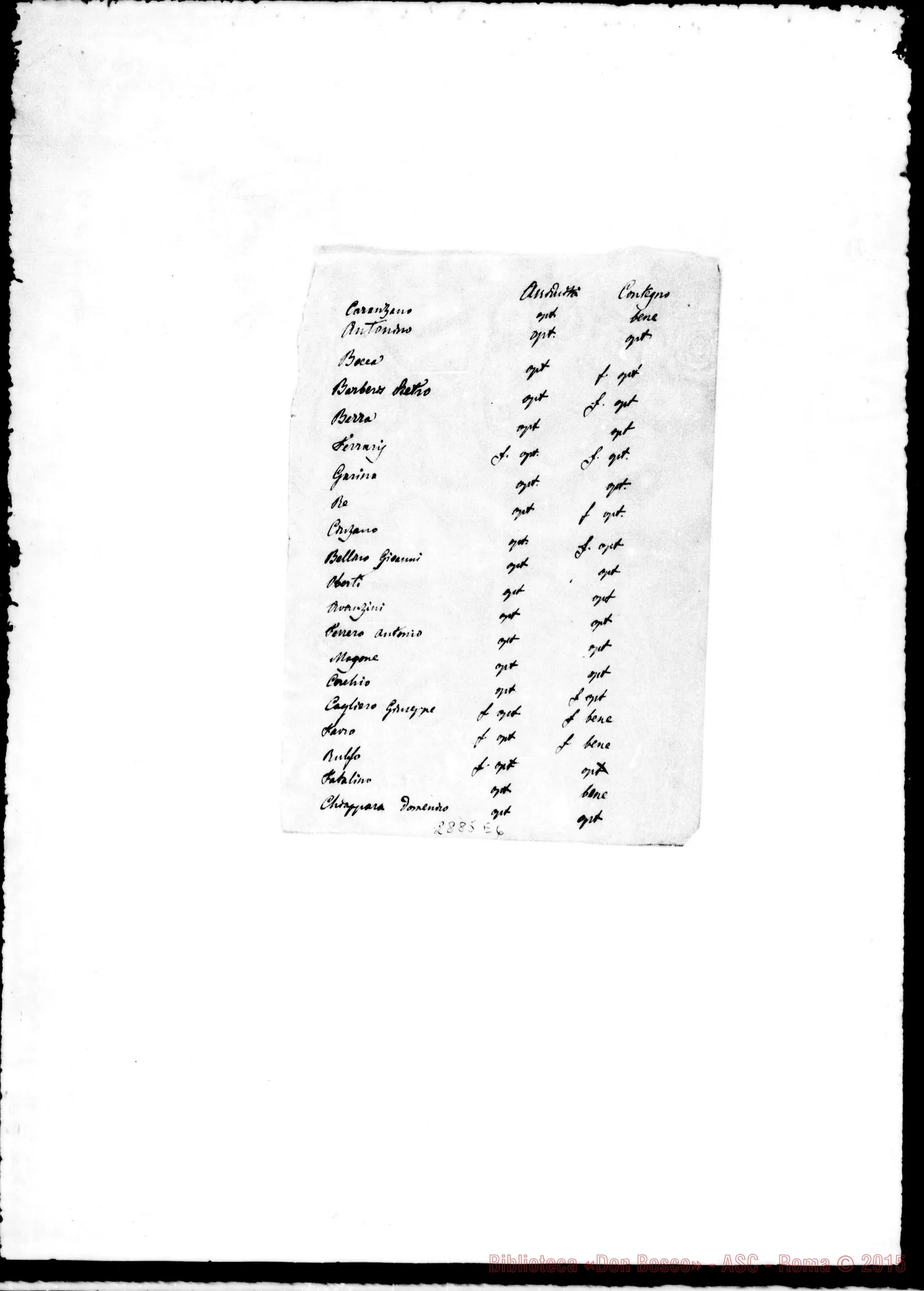Fotogramma E 6 — Voti di esami, condotta, diligenza (chierici E giovani)