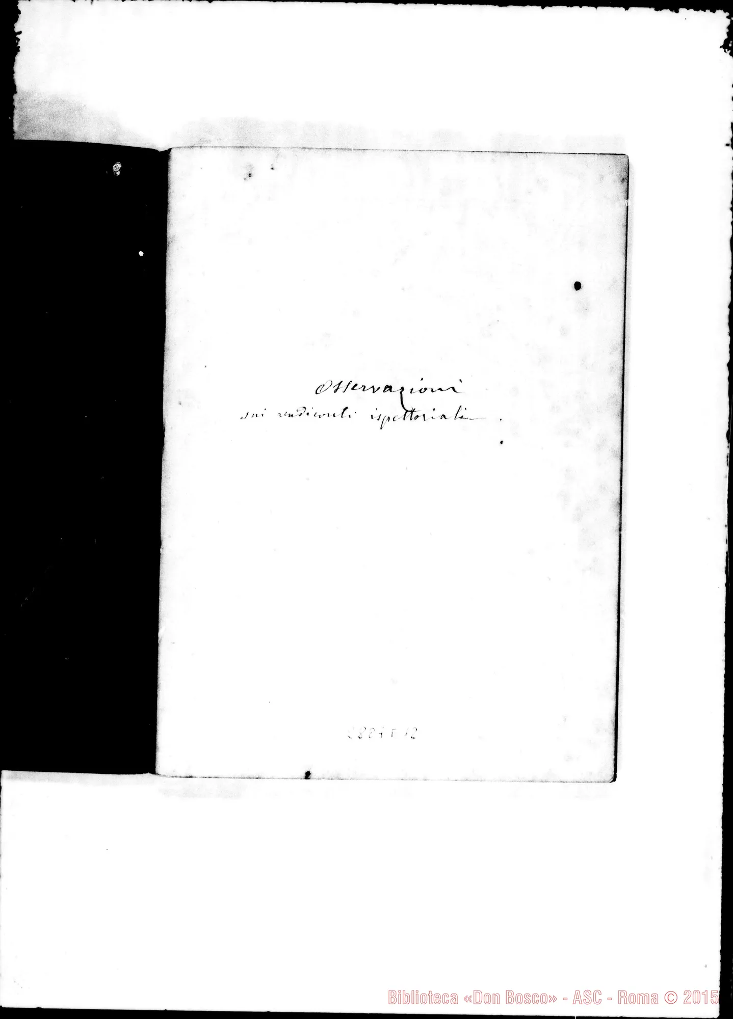 Fotogramma E 12 — Quaderno con osservazioni. Ms. con alcune note di D. Rua