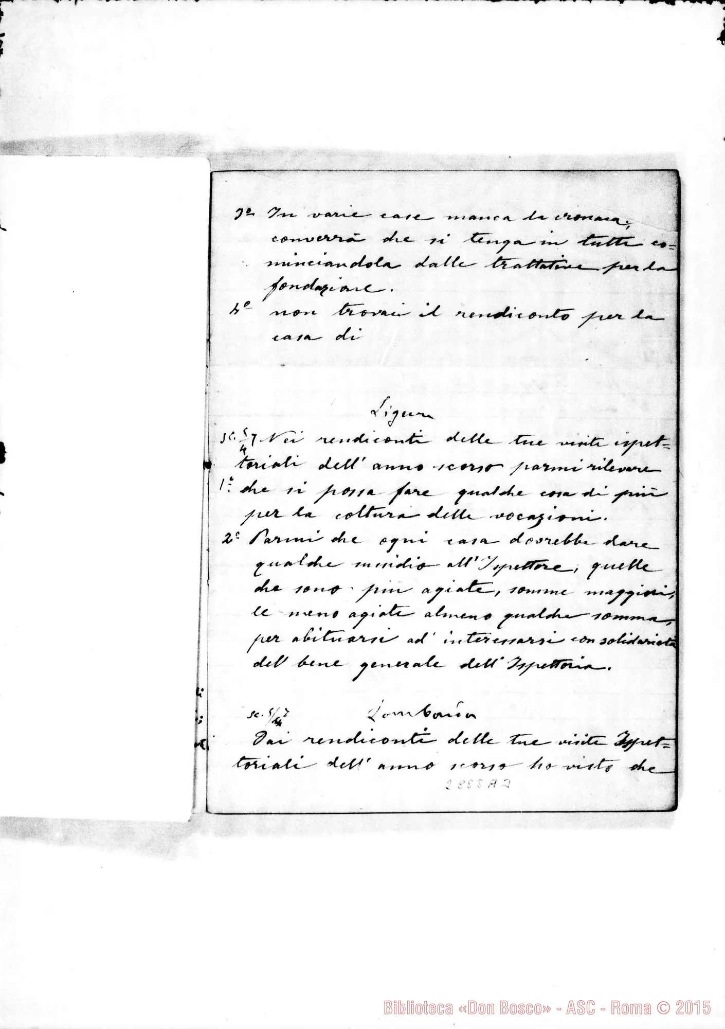 Fotogramma A 3 — Quaderno con osservazioni. Ms. con alcune note di D. Rua