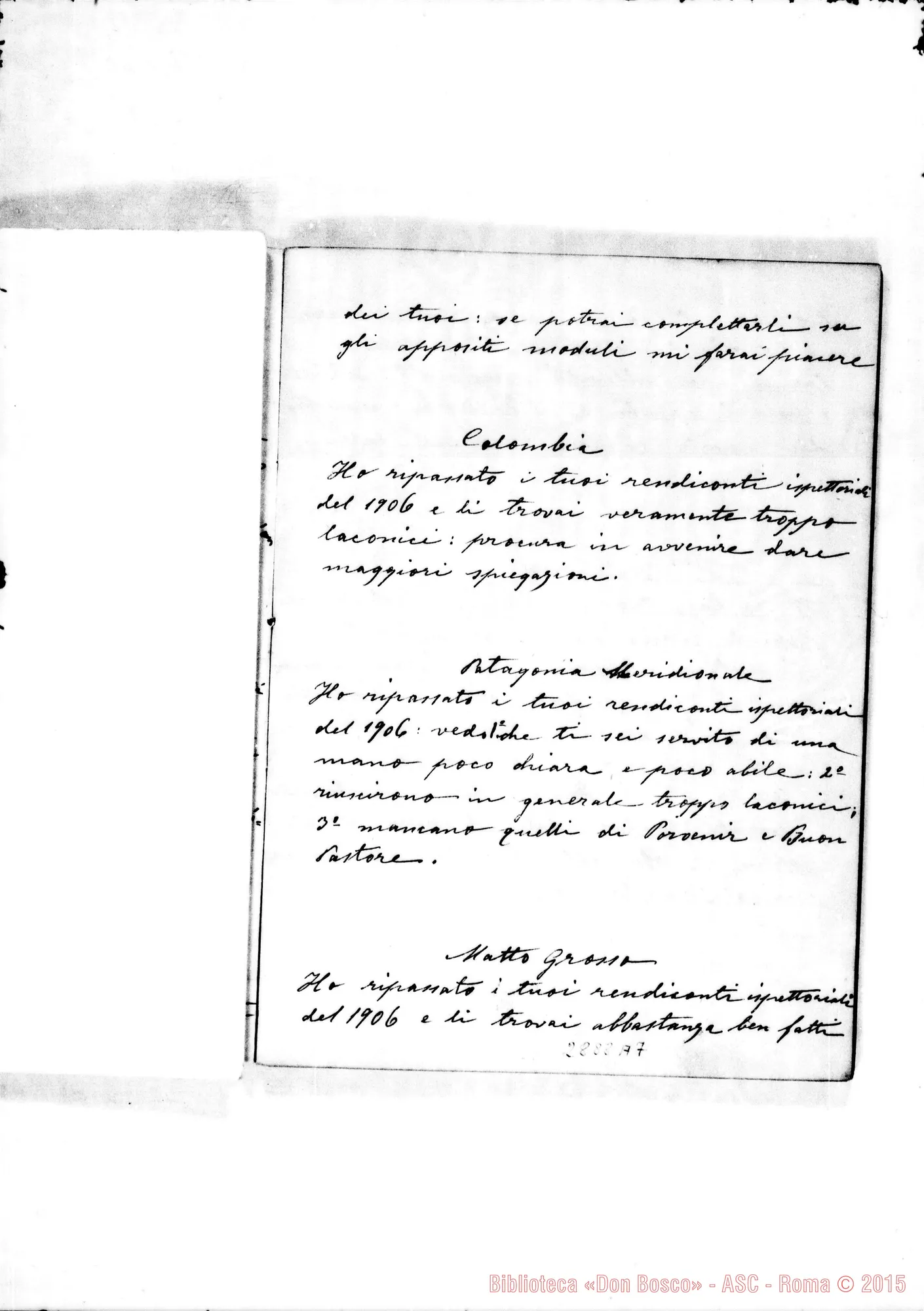 Fotogramma A 7 — Quaderno con osservazioni. Ms. con alcune note di D. Rua