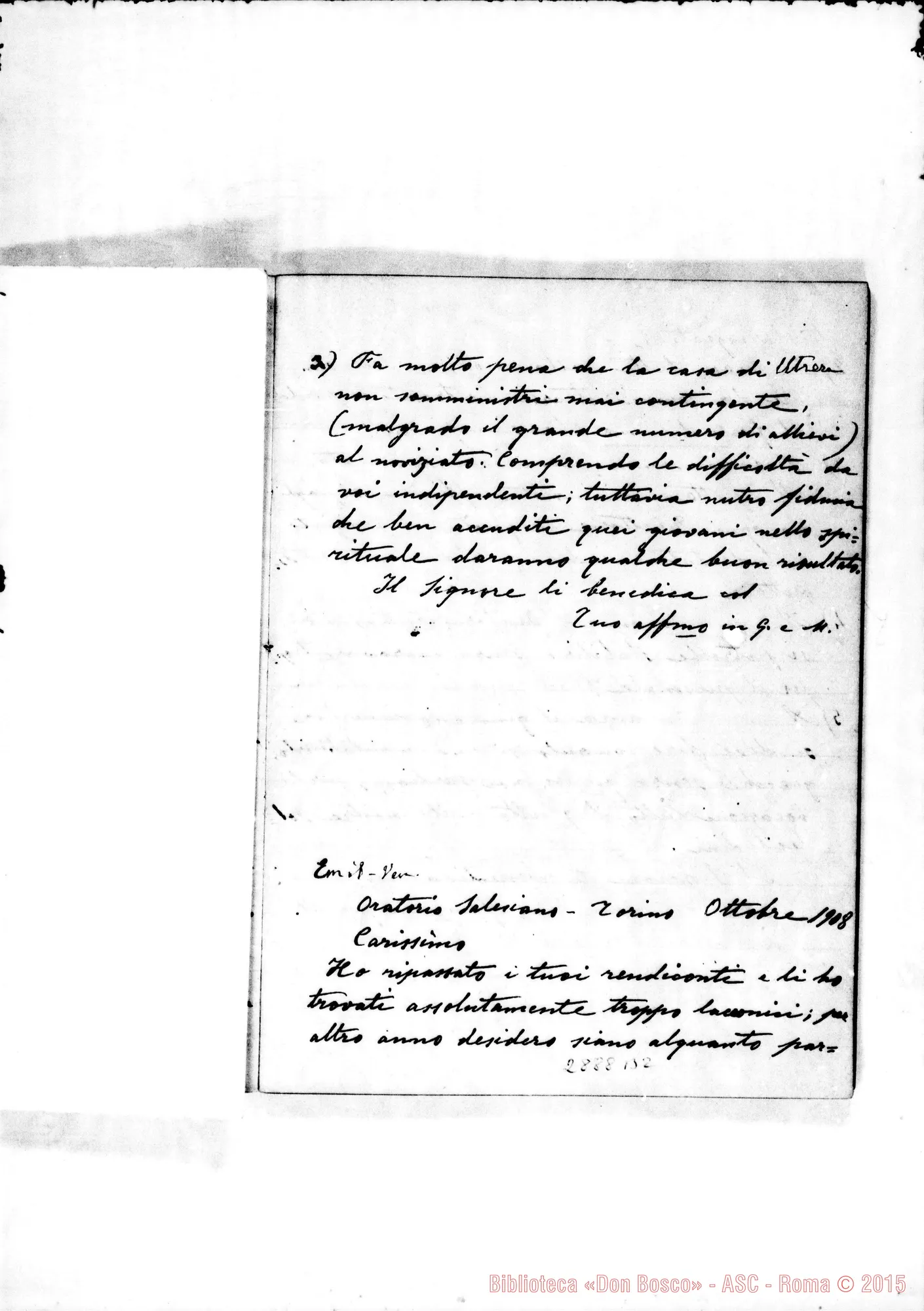 Fotogramma B 2 — Quaderno con osservazioni. Ms. con alcune note di D. Rua