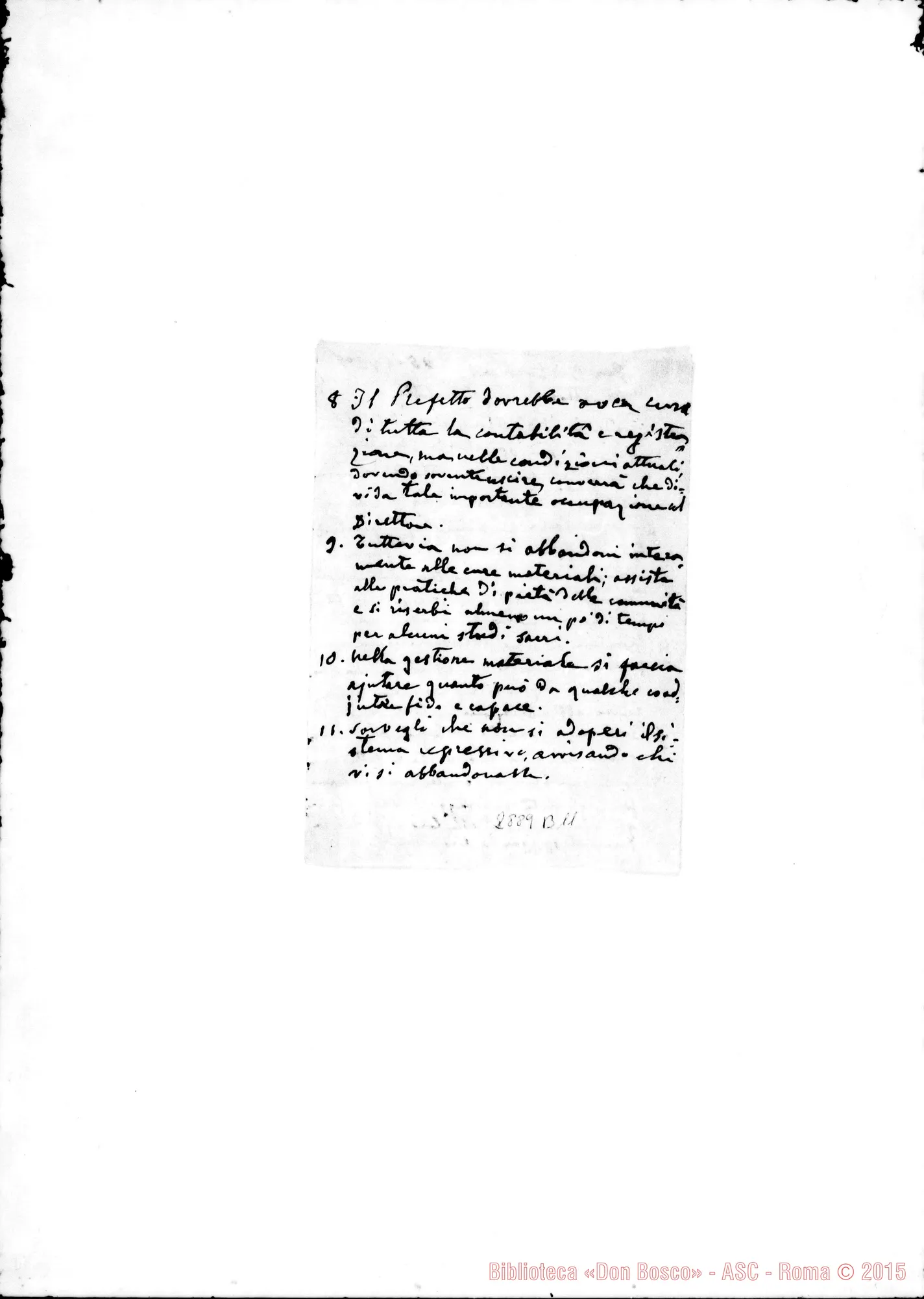 Fotogramma B 11 — Schema di conferenze: «Mettere per base l’osservanza delle nostre Regole»