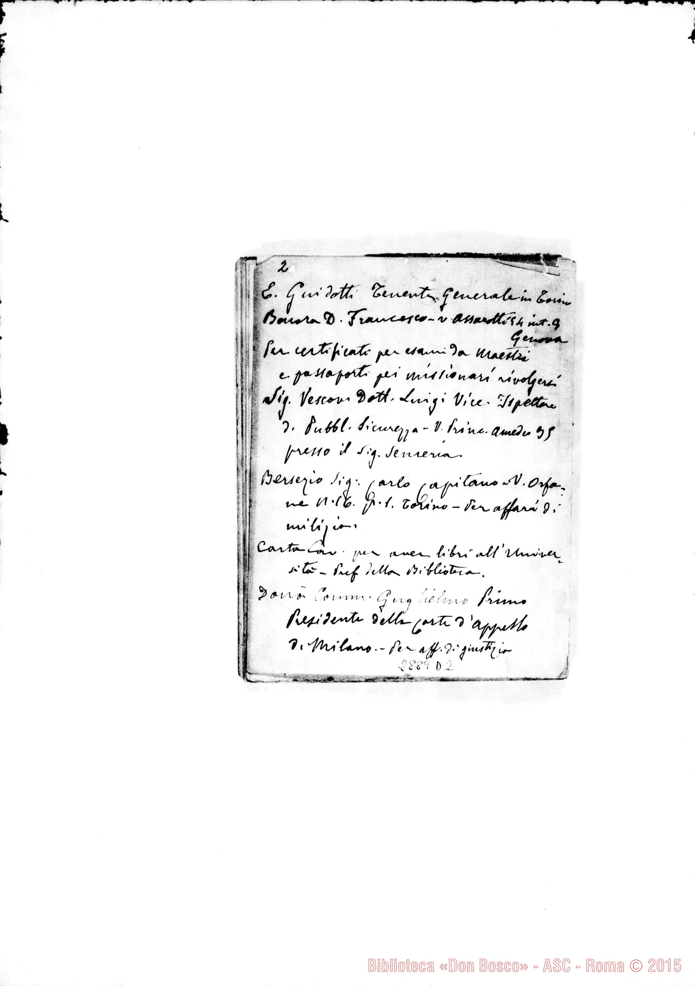 Fotogramma D 2 — Benefattori: Personaggi A cui si può ricorrere per affari diversi