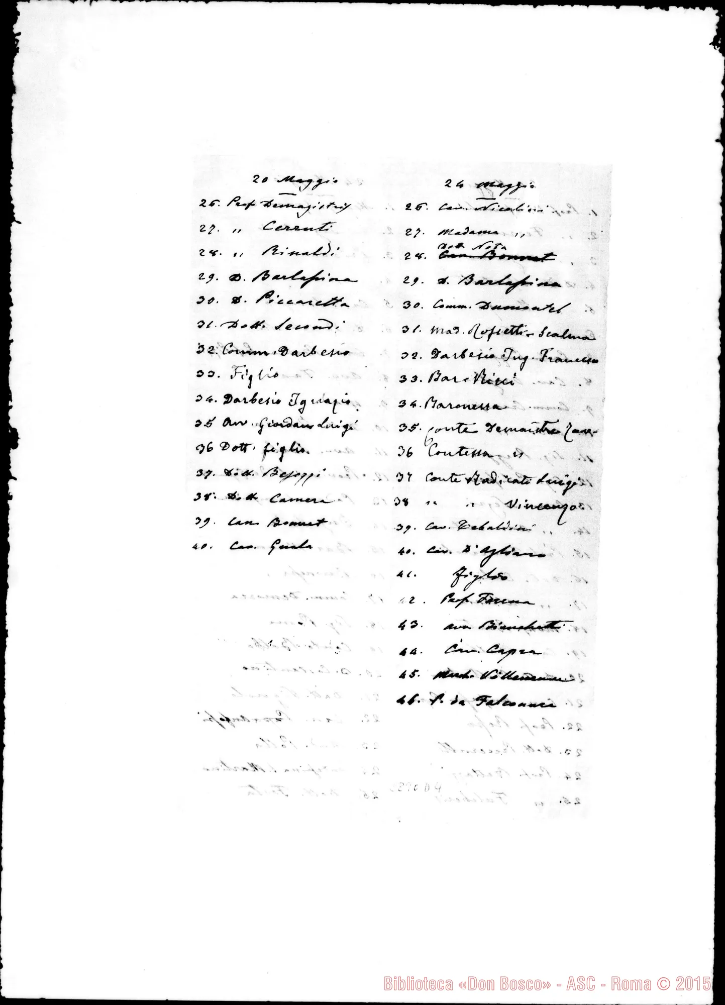 Fotogramma D 4 — Inviti A pranzo nelle feste di S. Francesco di Sales, Maria Ausiliatrice, S. Luigi E S. Giovanni, s.d.. Pochi autogr. Rua