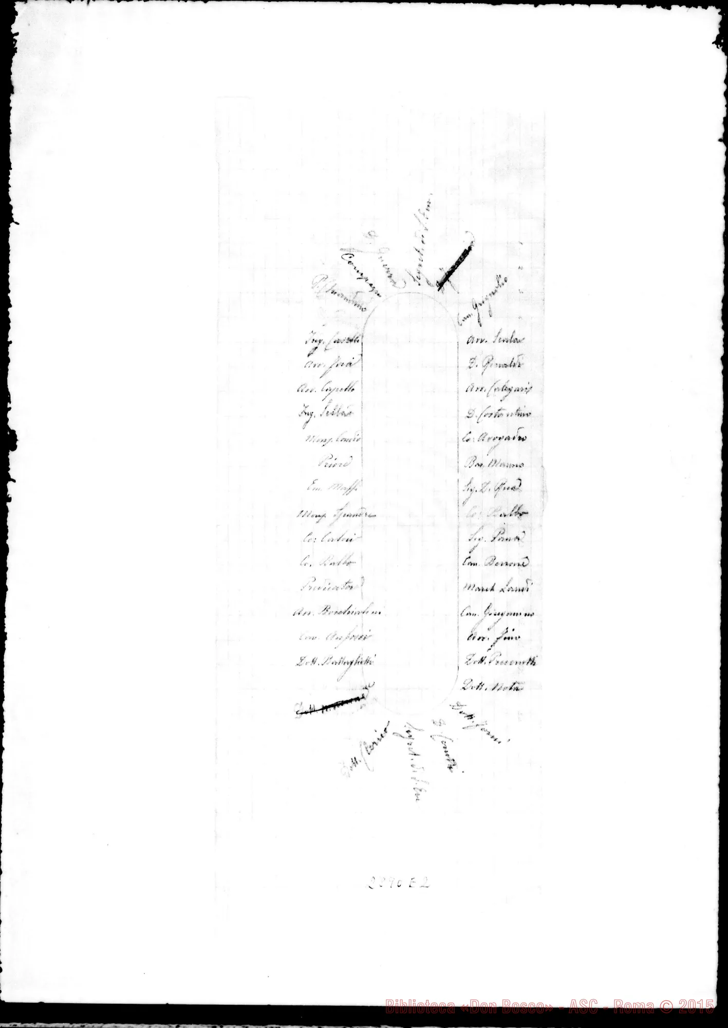 Fotogramma E 2 — Inviti A pranzo nelle feste di S. Francesco di Sales, Maria Ausiliatrice, S. Luigi E S. Giovanni, s.d.. Pochi autogr. Rua