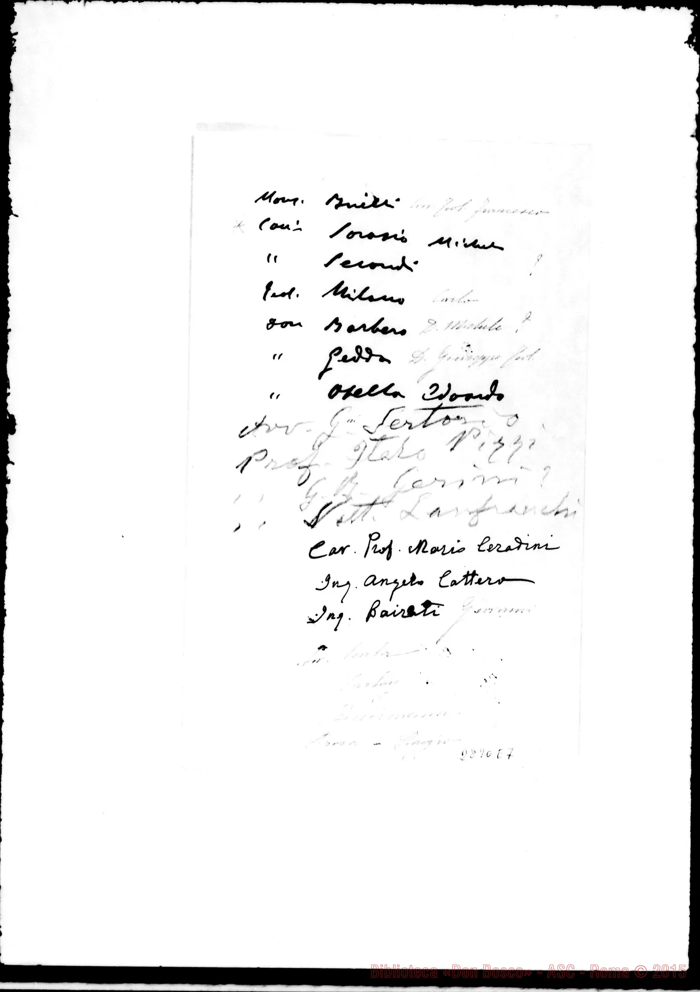 Fotogramma E 7 — Inviti A pranzo nelle feste di S. Francesco di Sales, Maria Ausiliatrice, S. Luigi E S. Giovanni, s.d.. Pochi autogr. Rua