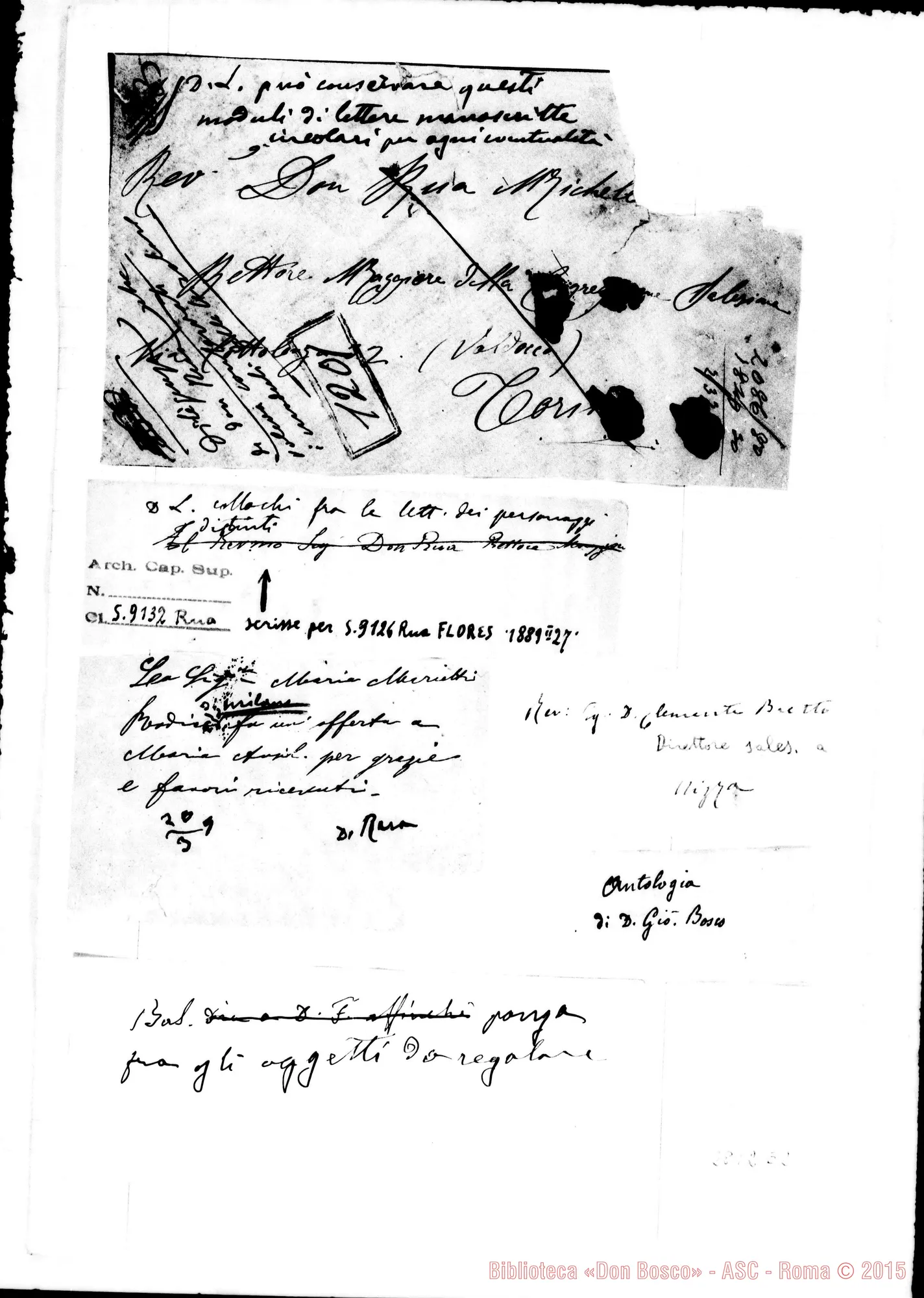 Fotogramma E 2 — Fogli con note ms. di D. Rua