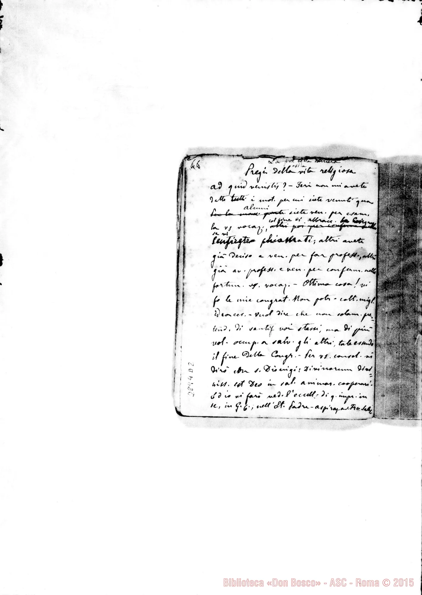 Fotogramma D 2 — Pregi della vita religiosa
