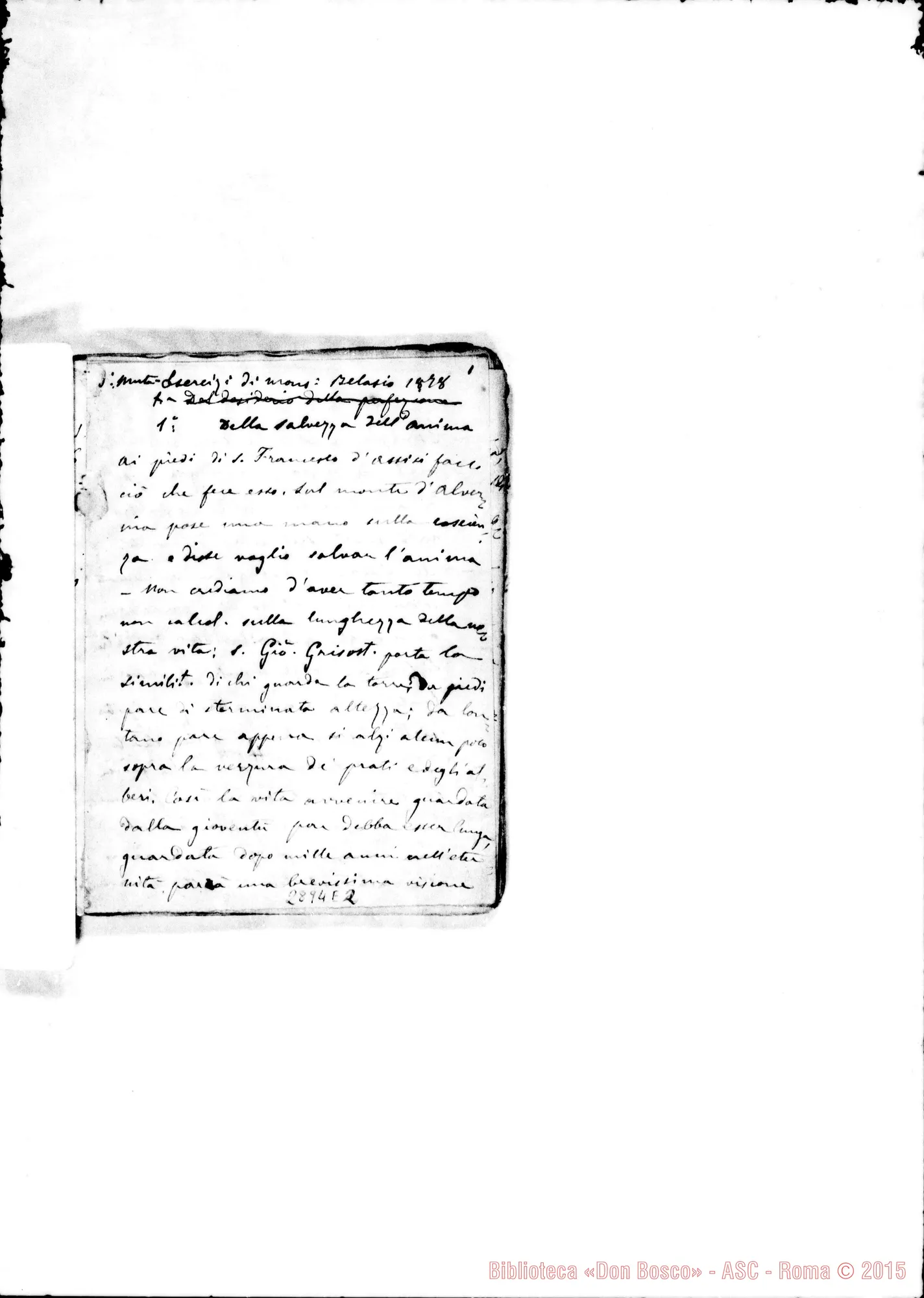 Fotogramma E 2 — Prediche per Esercizi: Quaderno secondo: Della salvezza dell’anima