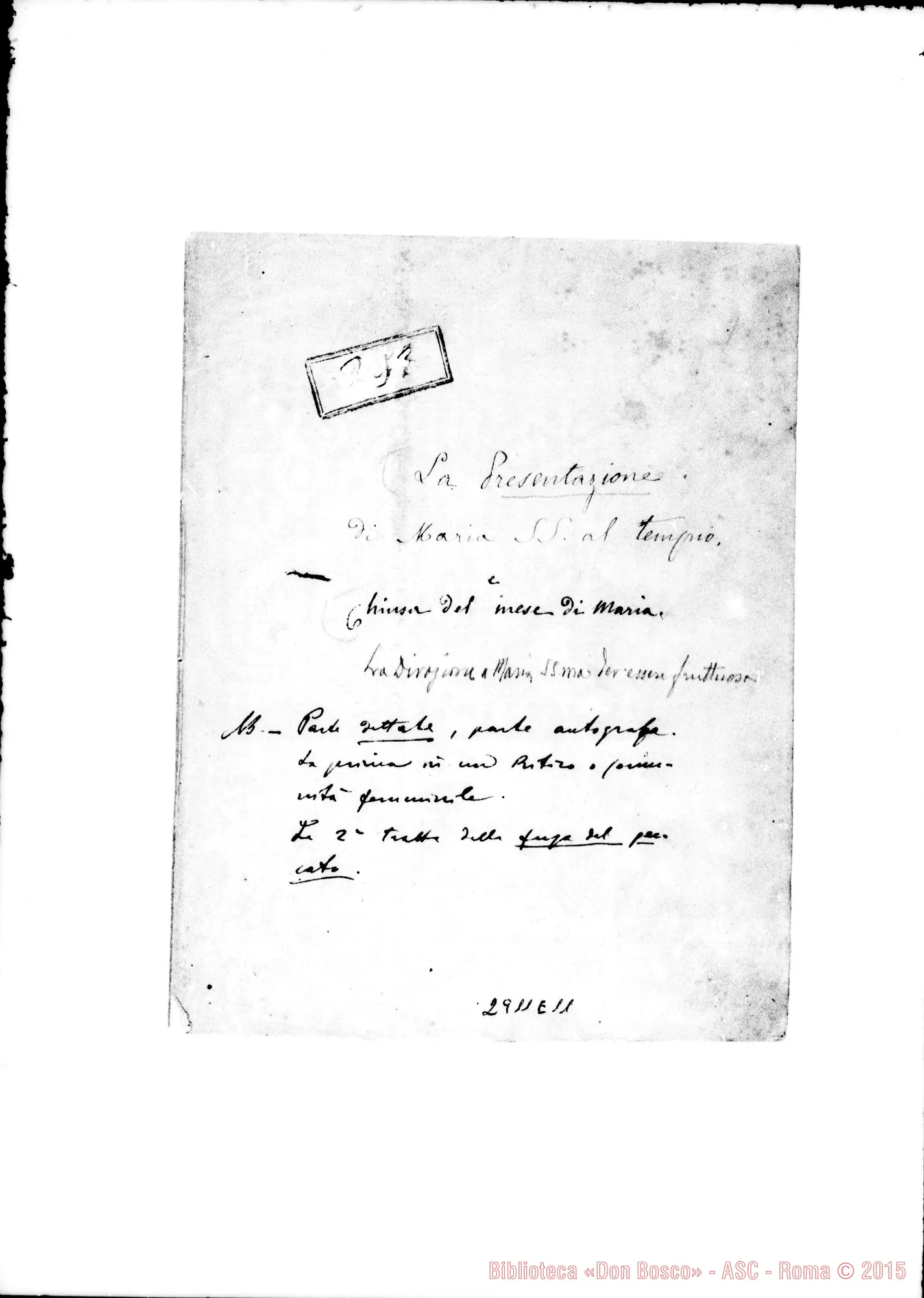 Fotogramma E 11 — Quaderno: La Presentazione di Maria al tempio