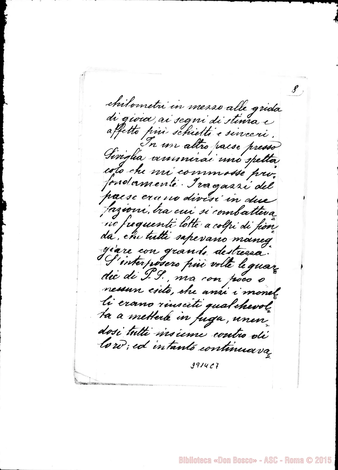 Fotogramma C 7 — Parola del Sig. D. Rua nella solenne inaugurazione dell'Istituto Salesiano della B.V. di S. Luca in Bologna, fattasi il 30 maggio 1899. Ms. allografo