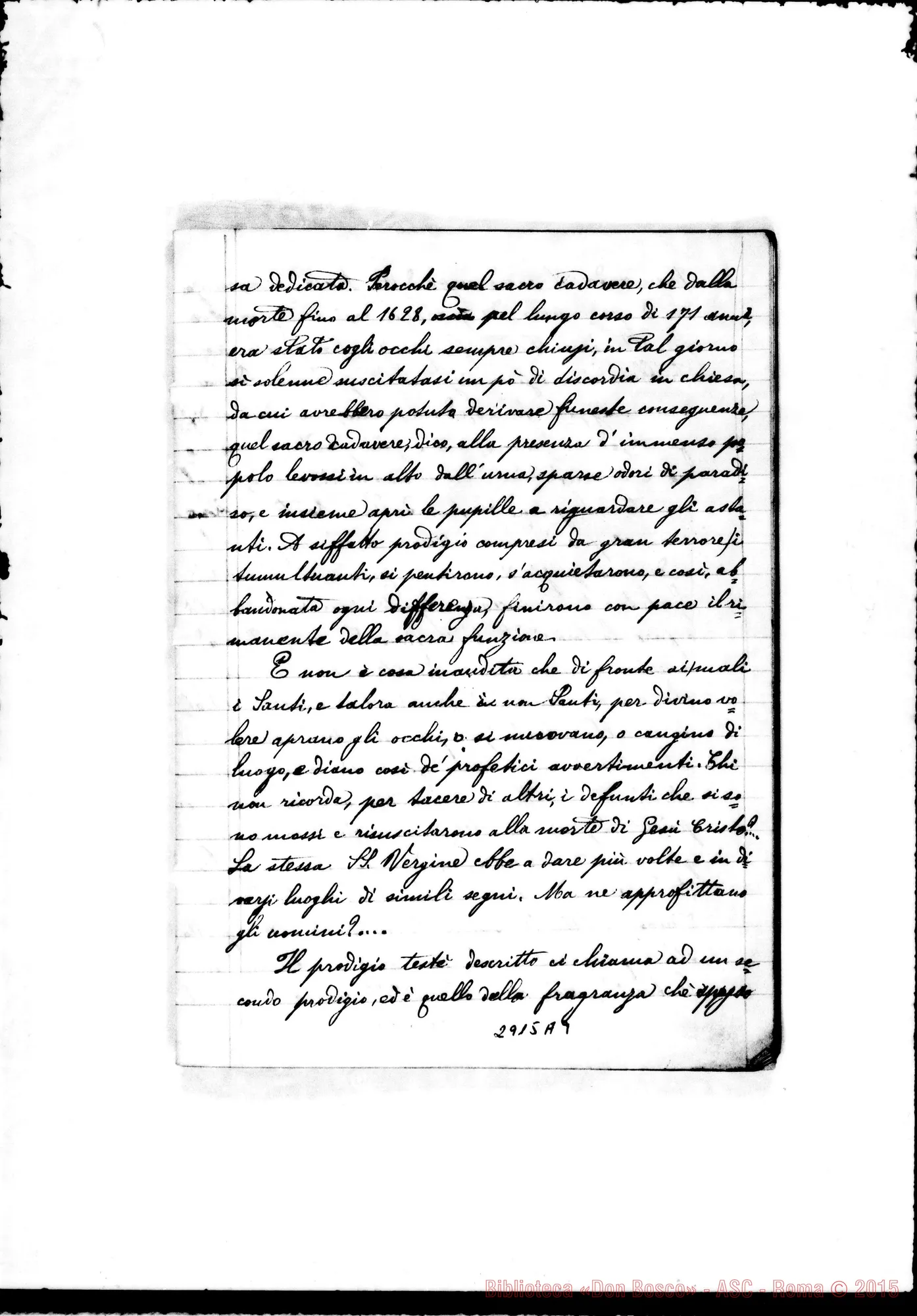 Fotogramma A 9 — Prediche: Quaderno: Estratto dalla vita della B. Rita di Cascia, scritta dal P. Lorenzo Tardy. Ms. allografo