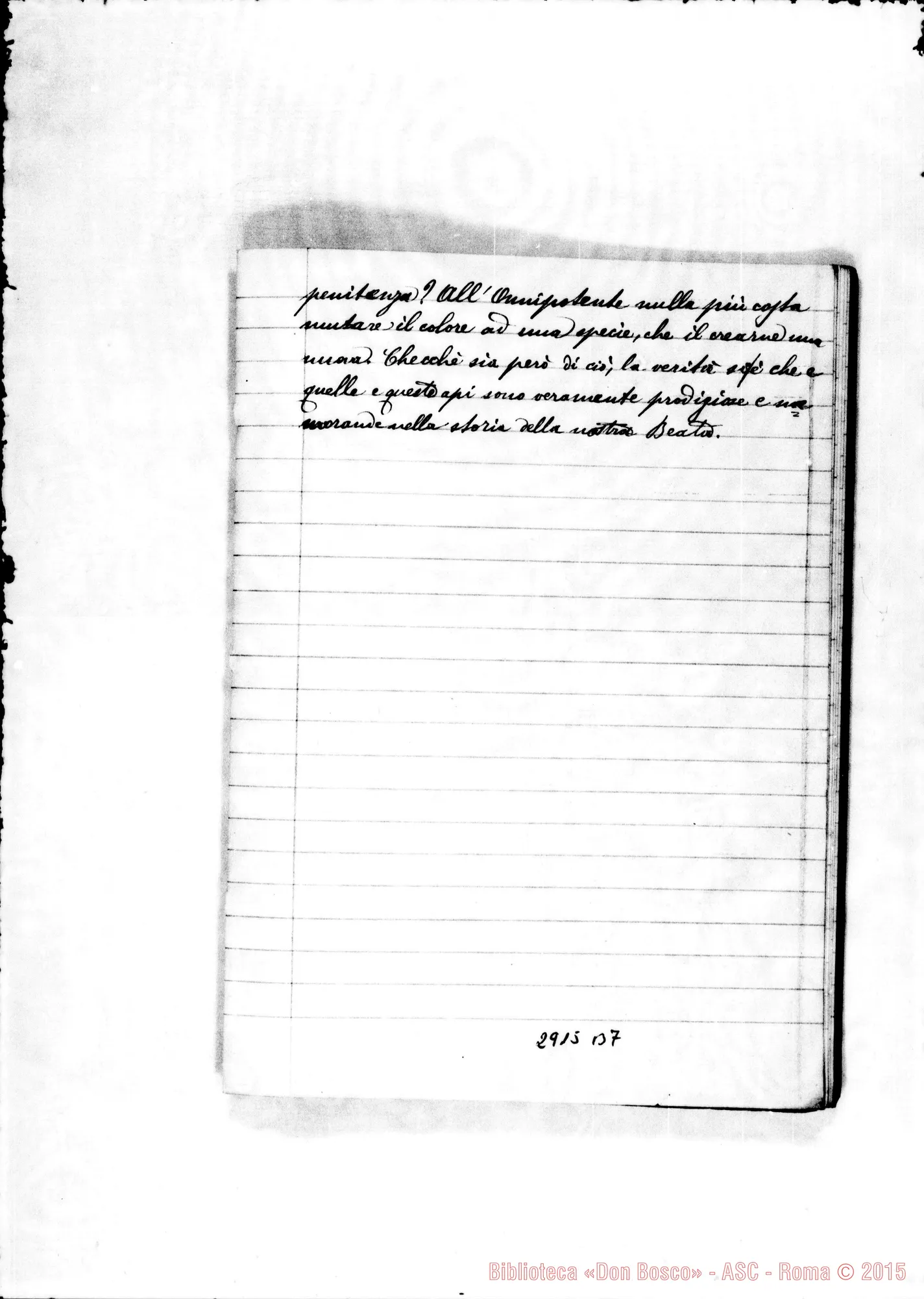 Fotogramma B 7 — Prediche: Quaderno: Estratto dalla vita della B. Rita di Cascia, scritta dal P. Lorenzo Tardy. Ms. allografo