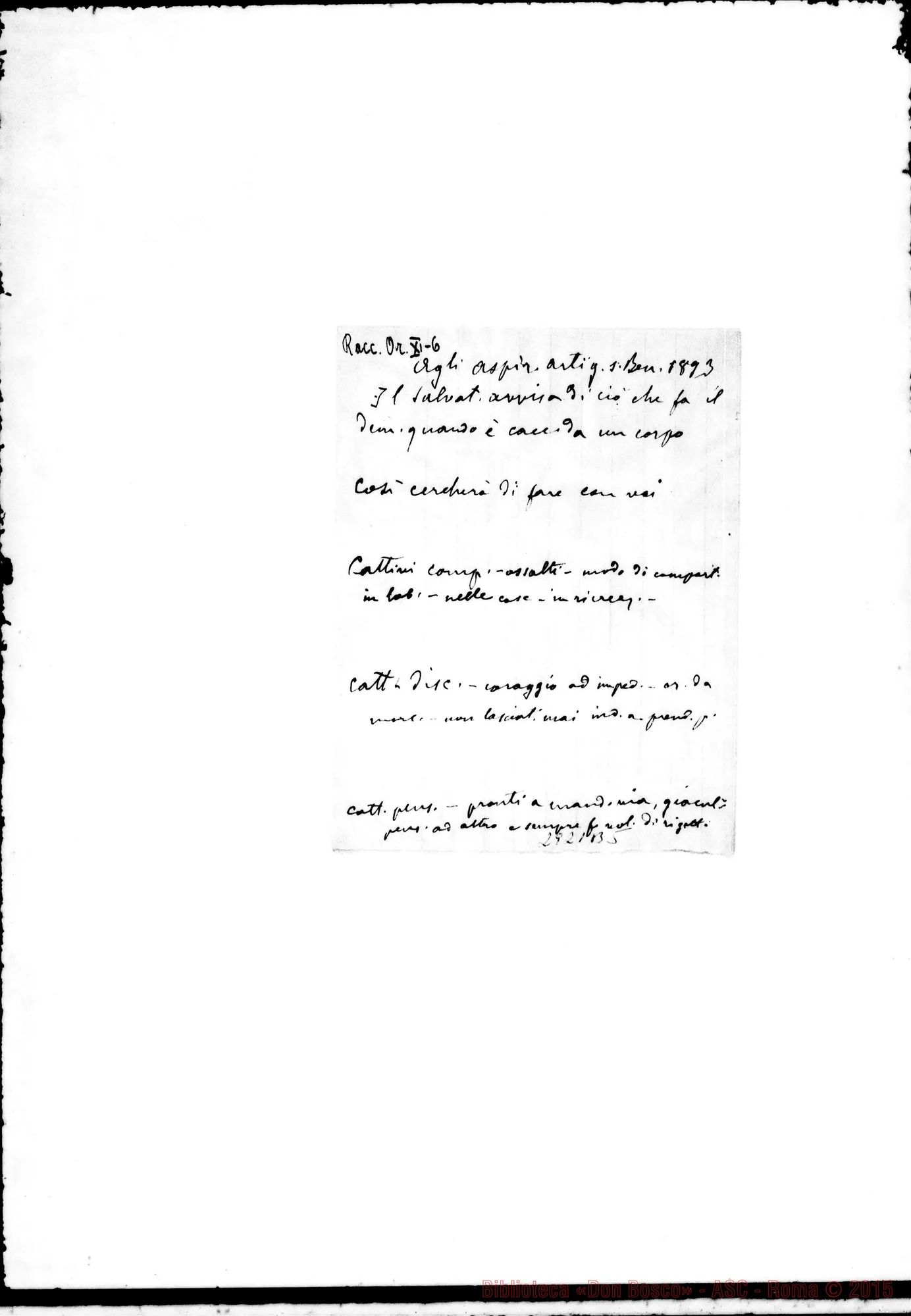 Fotogramma B 5 — Agli aspiranti artigianelli A S. Benigno nel 1893