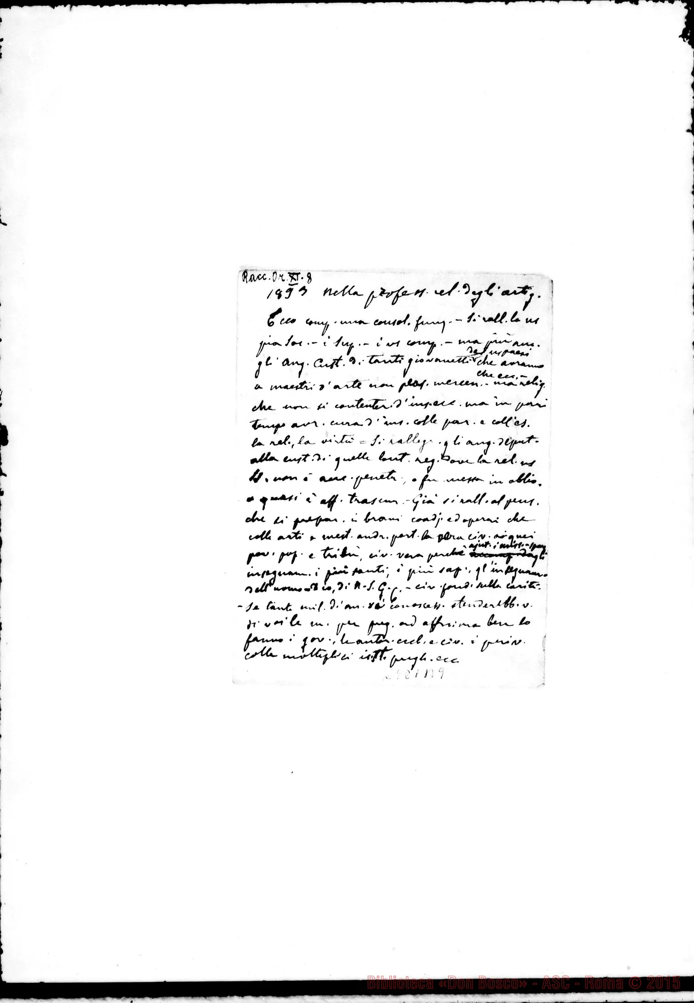 Fotogramma B 9 — Nella professione religiosa degli artigianelli. 1893