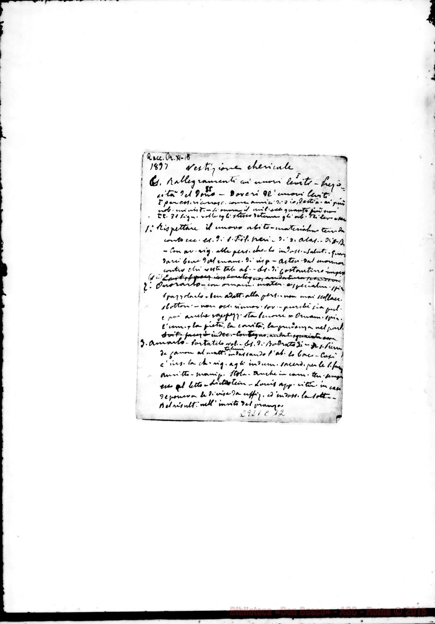 Fotogramma C 12 — Vestizione chiericale nel 1897