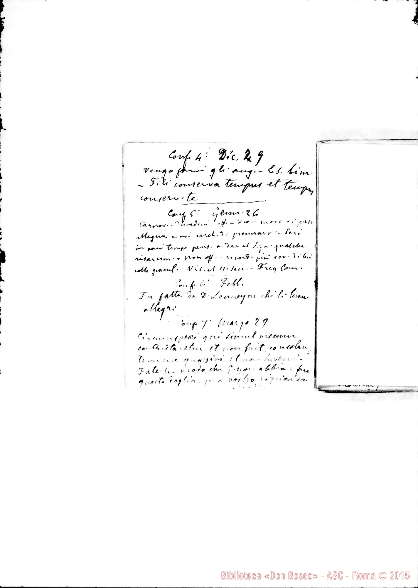 Fotogramma B 2 — Conferenze ai Confratelli: Dal 10-11-1895, fino al 22-05-1904