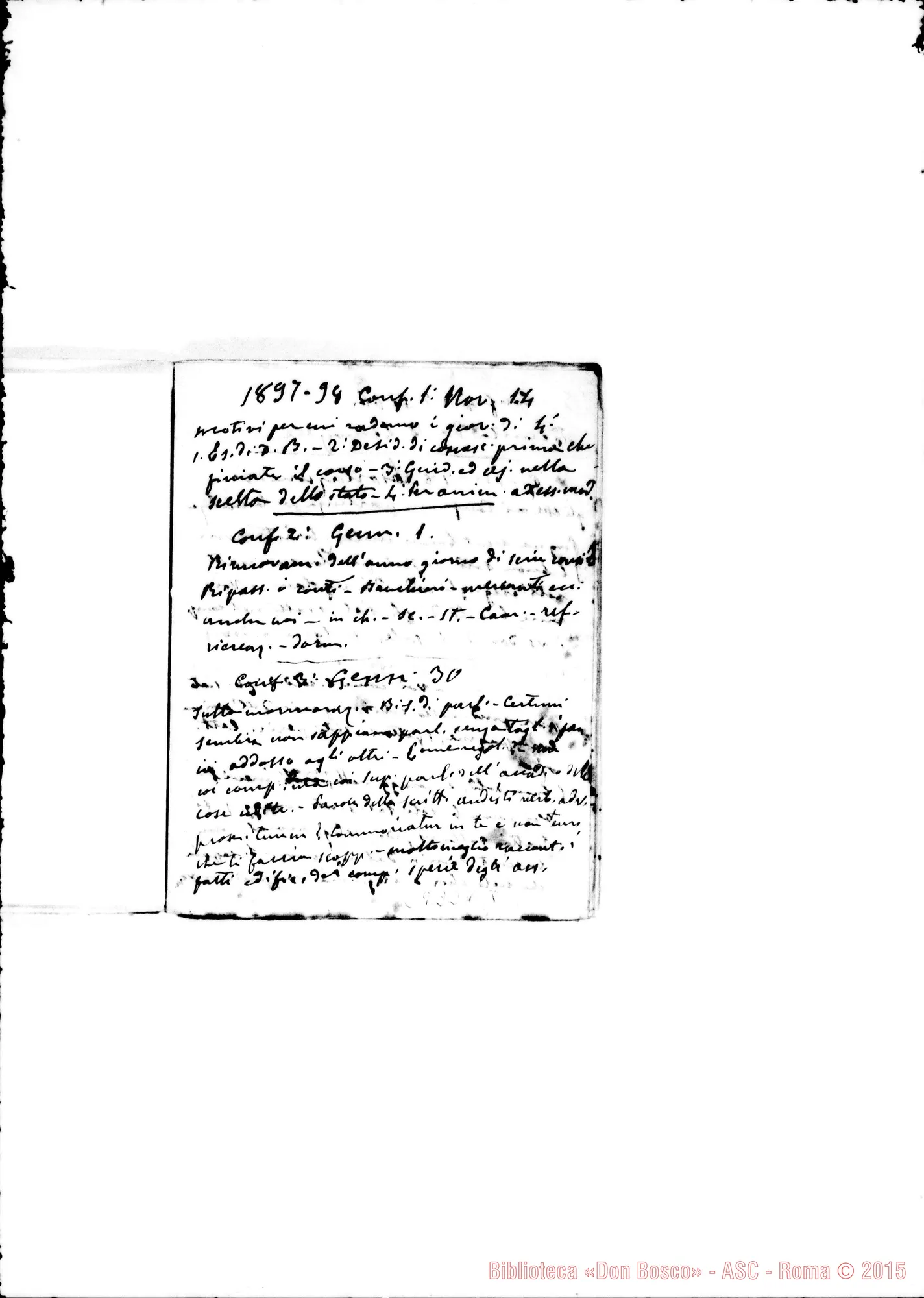 Fotogramma C 3 — Conferenze ai Confratelli: Dal 10-11-1895, fino al 22-05-1904