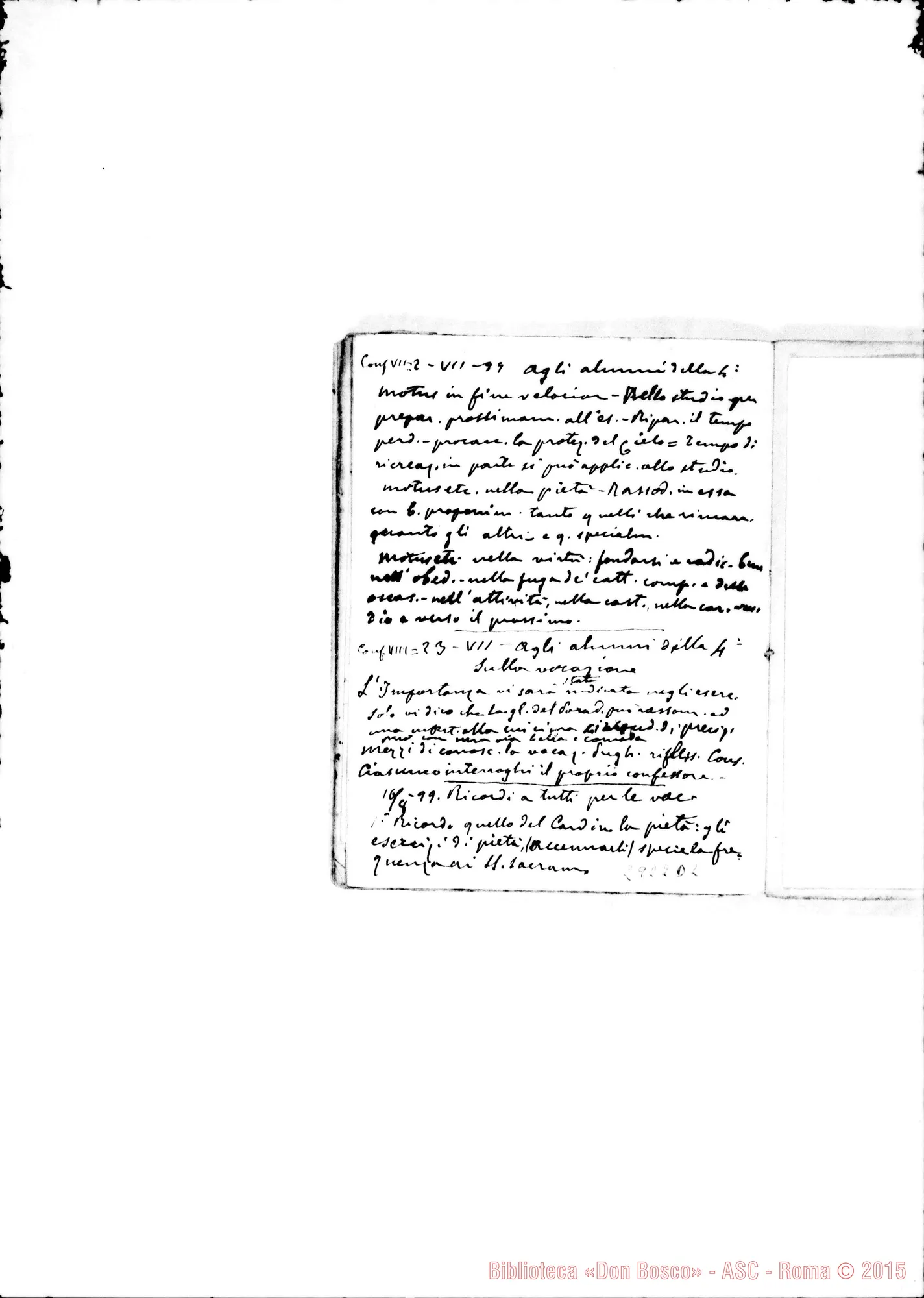 Fotogramma D 2 — Conferenze ai Confratelli: Dal 10-11-1895, fino al 22-05-1904