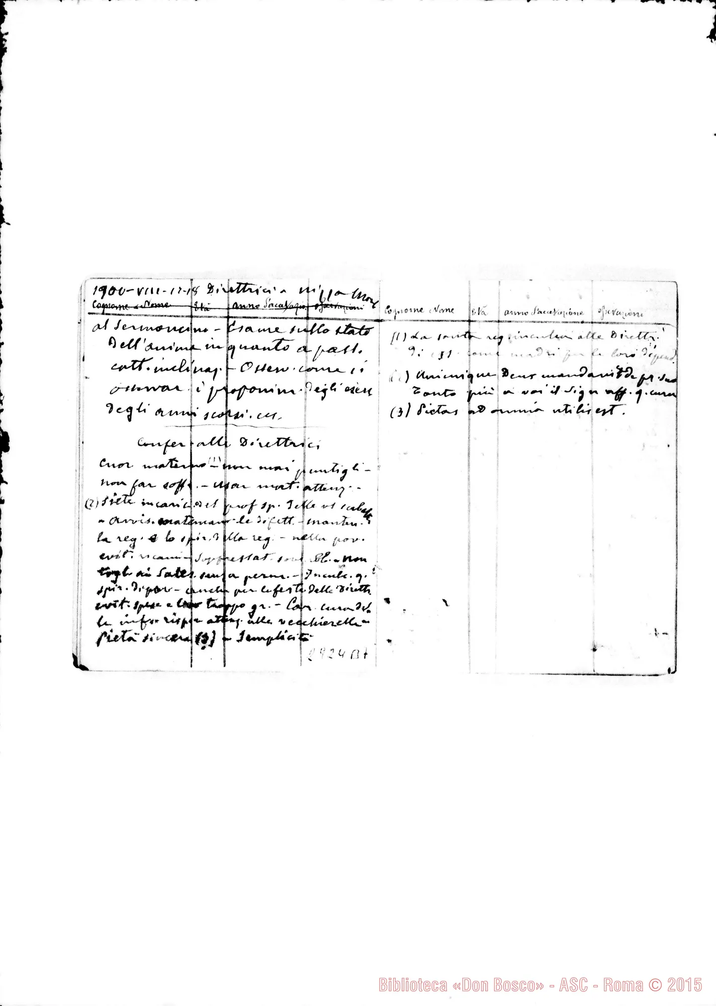 Fotogramma B 7 — Conferenze: Dal 31-07-1900 all’8-04-1901