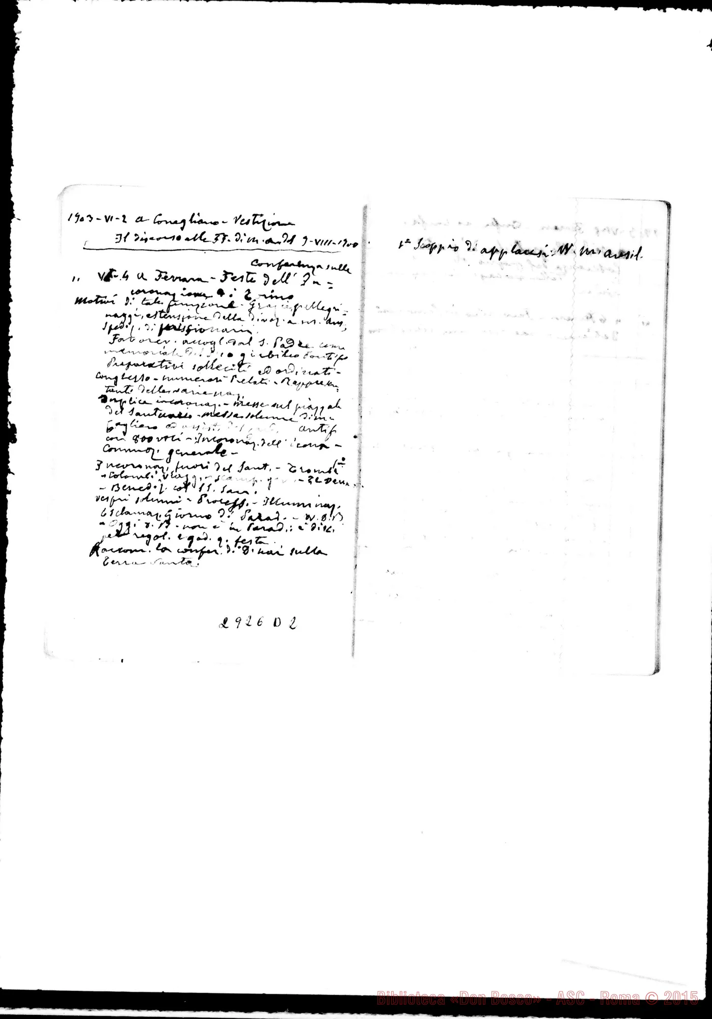 Fotogramma D 2 — Da ott. 1902 fino al 2-07-1905