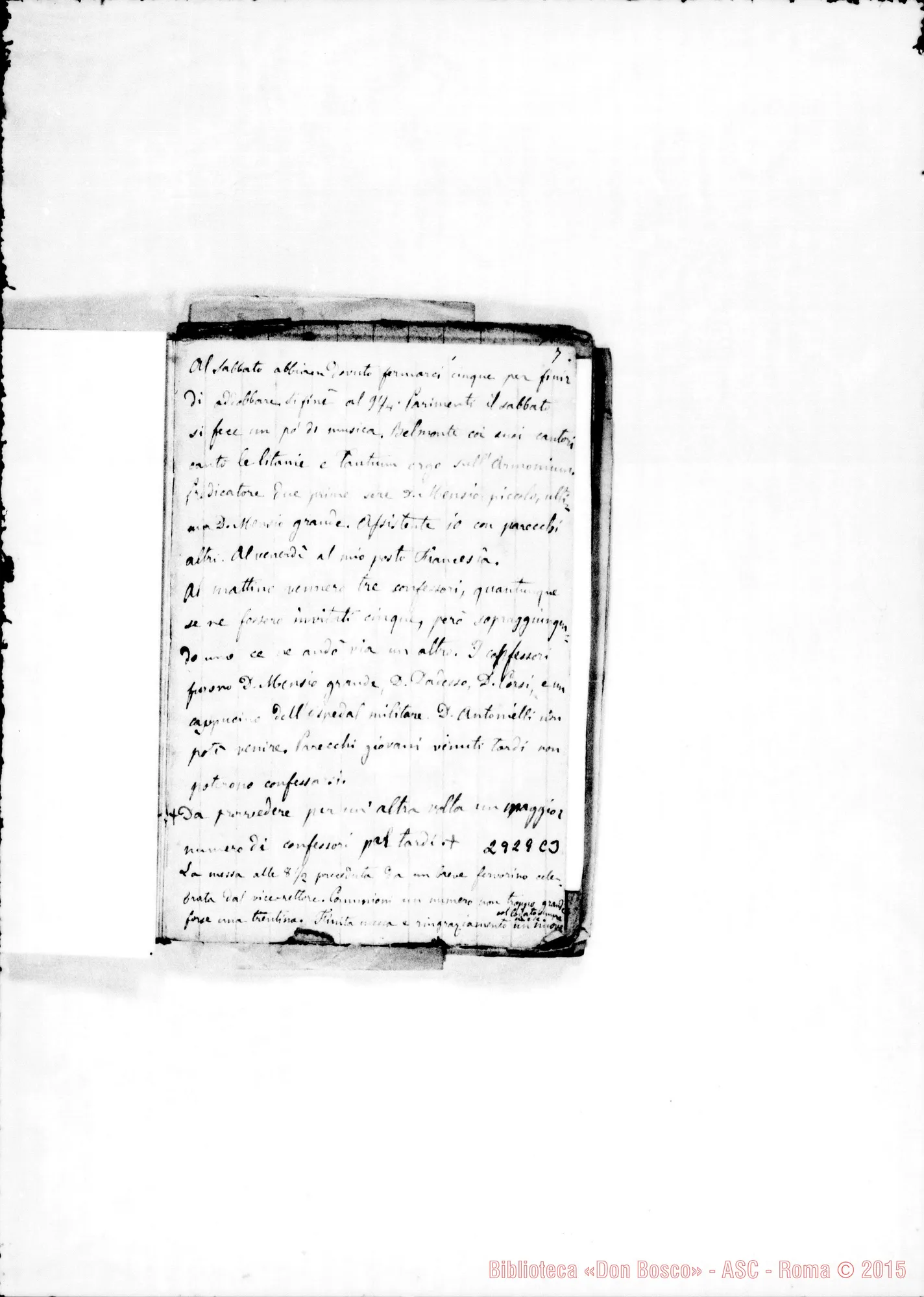 Fotogramma C 3 — Libro dell’esperienza. Comincia con l’incendi dell’Oratorio dell’Angelo Custode E finisce con avvisi per le vacanze