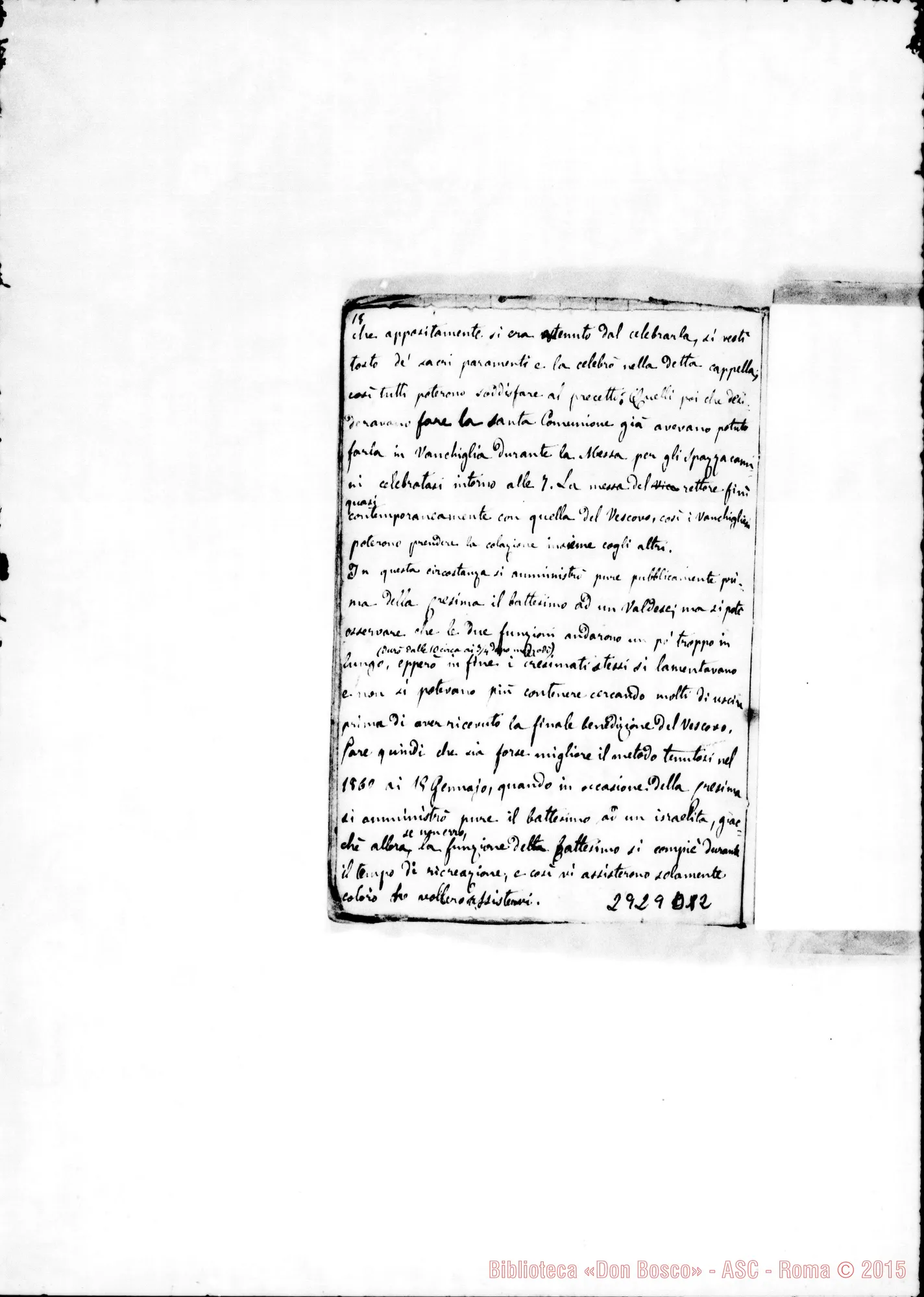 Fotogramma D 2 — Libro dell’esperienza. Comincia con l’incendi dell’Oratorio dell’Angelo Custode E finisce con avvisi per le vacanze