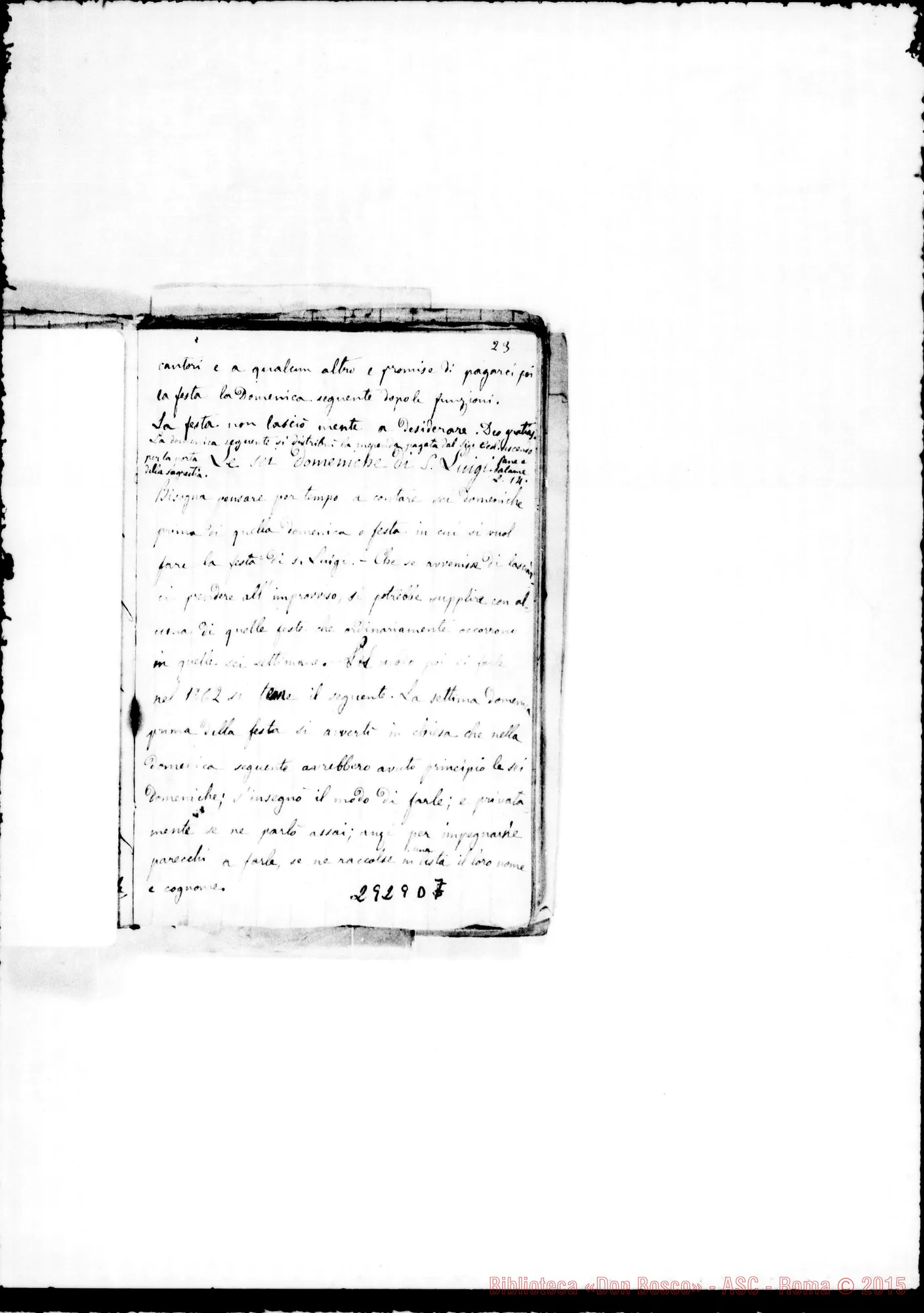 Fotogramma D 7 — Libro dell’esperienza. Comincia con l’incendi dell’Oratorio dell’Angelo Custode E finisce con avvisi per le vacanze