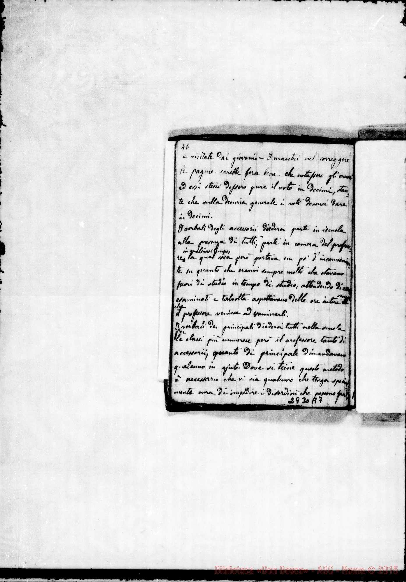 Fotogramma A 7 — Libro dell’esperienza. Comincia con l’incendi dell’Oratorio dell’Angelo Custode E finisce con avvisi per le vacanze
