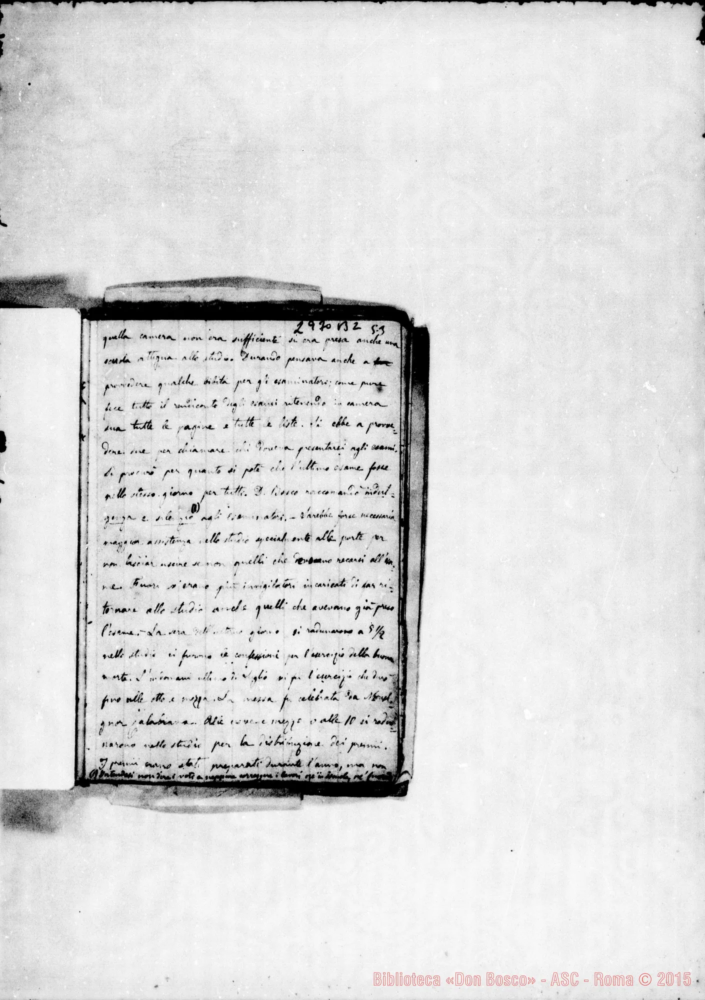 Fotogramma B 2 — Libro dell’esperienza. Comincia con l’incendi dell’Oratorio dell’Angelo Custode E finisce con avvisi per le vacanze